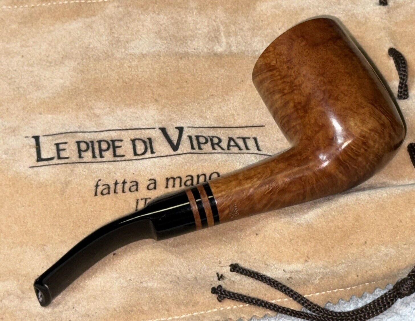 🇮🇹 Luigi Viprati 1- Clover Bent Billiard Cross Grain Estate Pipe Made in Italy