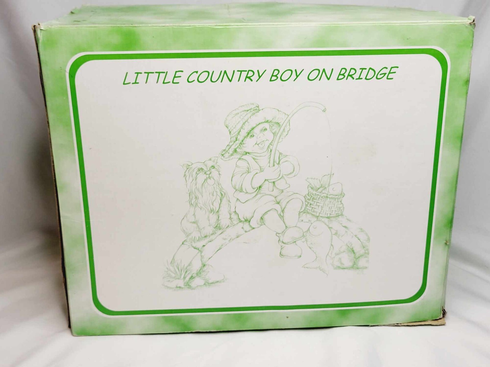 Vintage Trippie\'s Inc Ceramic Statue Little Country Boy On Bridge #DA8598
