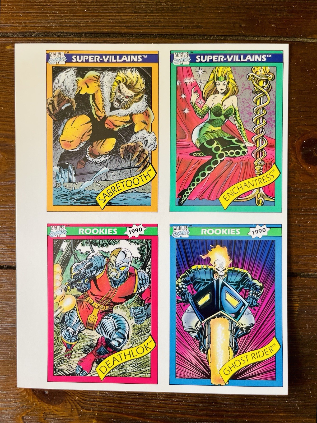 RARE Marvel Comics Diamond Previews UNCUT 4-Card Panel Promo Sheet 1990