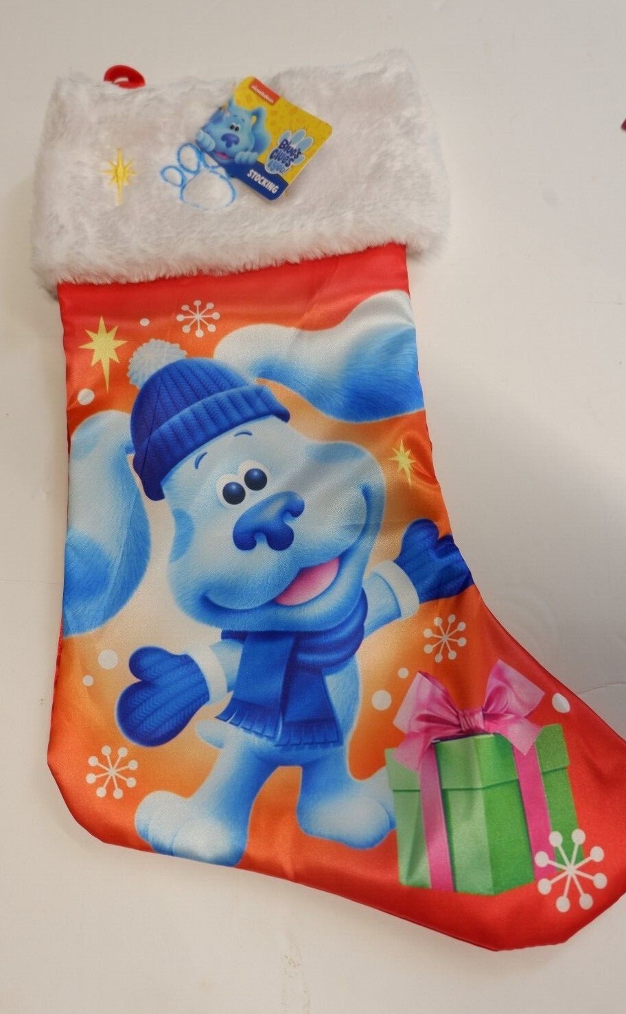 Blue Clues Ruz White Furry top Christmas Stocking New 16 inch Blue Clues Ruz White Furry top Christmas Stocking New 16 inch