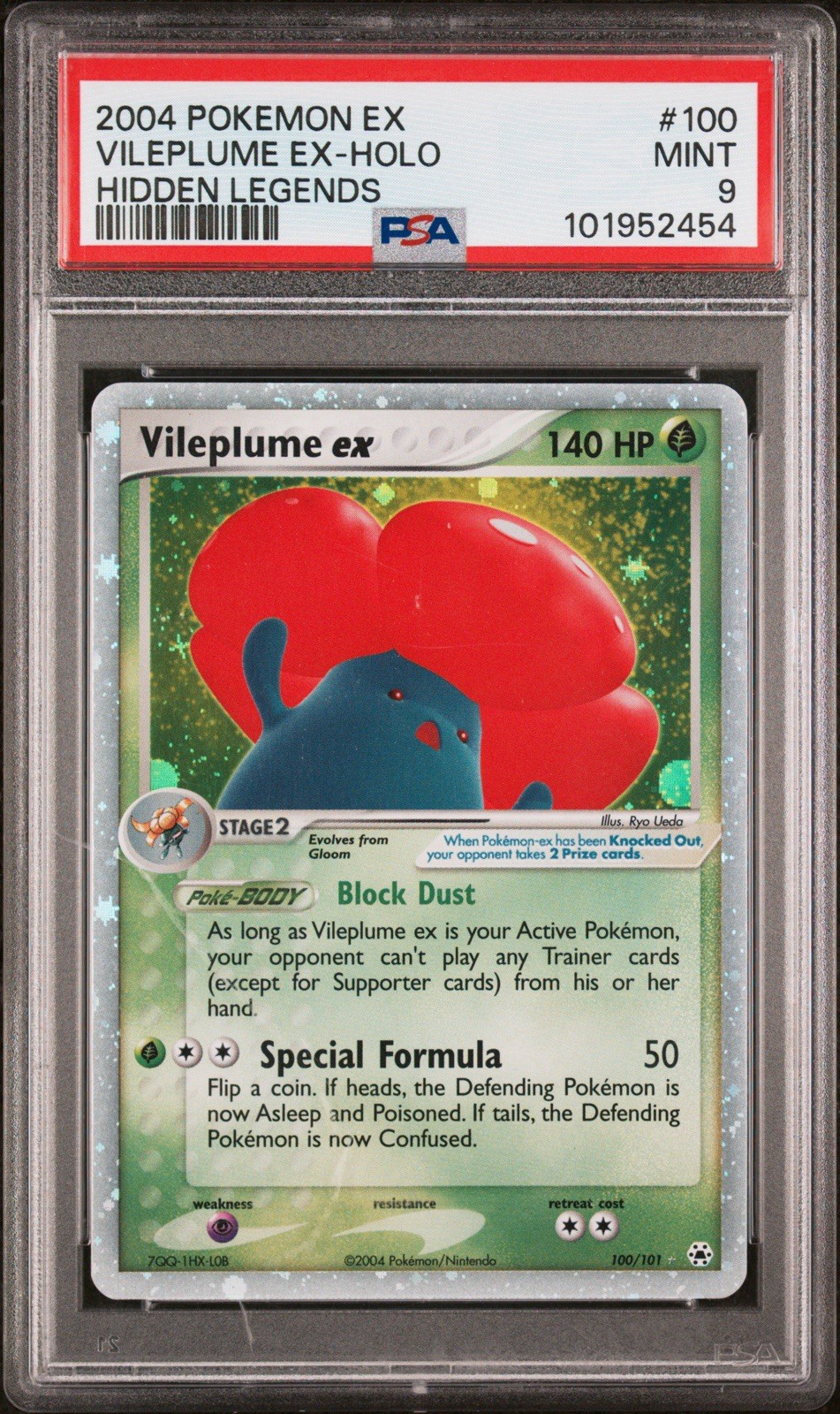 Pokémon Vileplume ex 100/101 EX Hidden Legends Holo PSA 9 English 2004