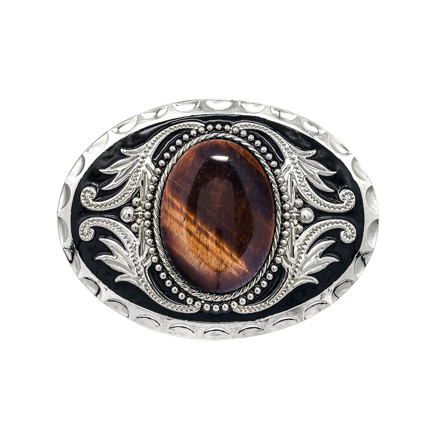 Vintage American Western Cowboy Tiger Eye Stone Belt Buckle for Men