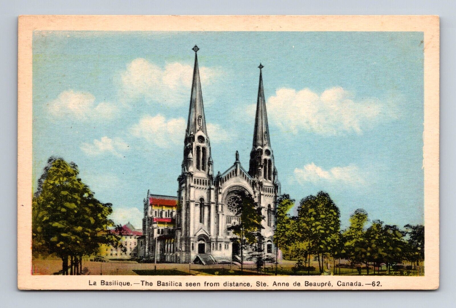 La Basilique The Basilica Seen From Distance St. Anne de Beaupre Canada Postcard