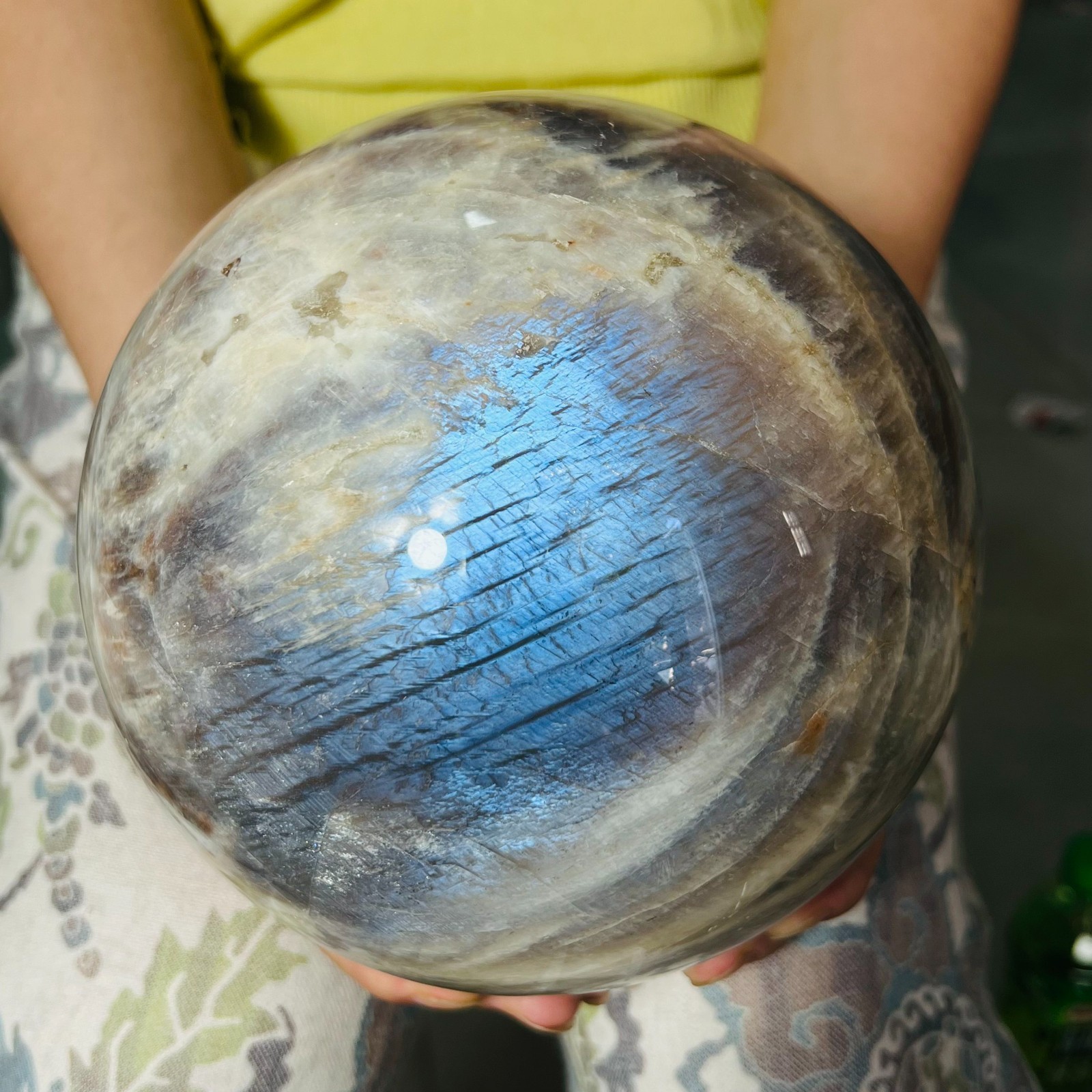 13.86LB Natural Crystal Moonstone Sphere Quartz  Healing Reiki