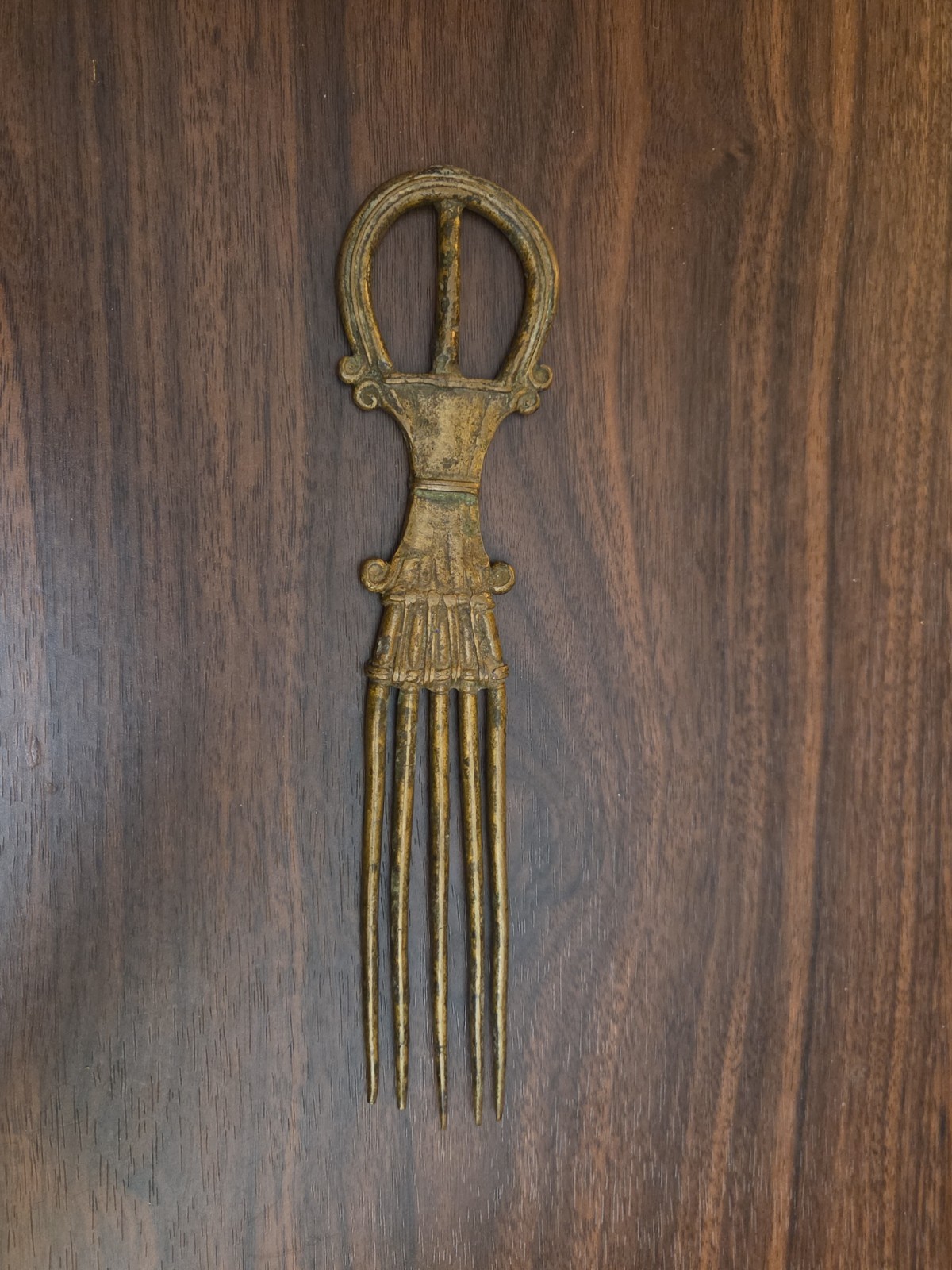 Vintage Antique Art Bronze Brass Hair Comb Artifact