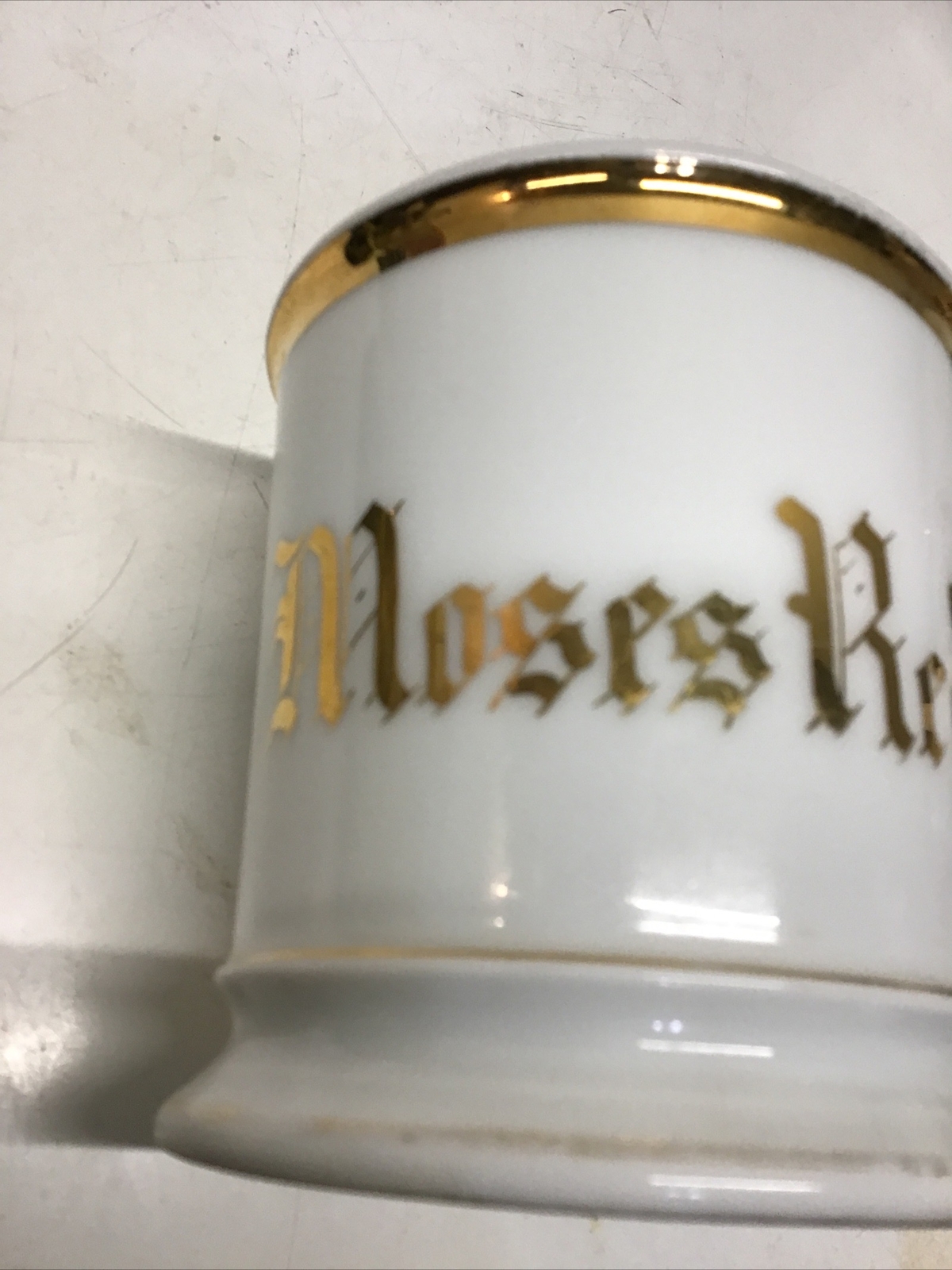 Antique 1870-1890 Haviland Shaving Mug Moses Redmond In Gold/Gold Highlight