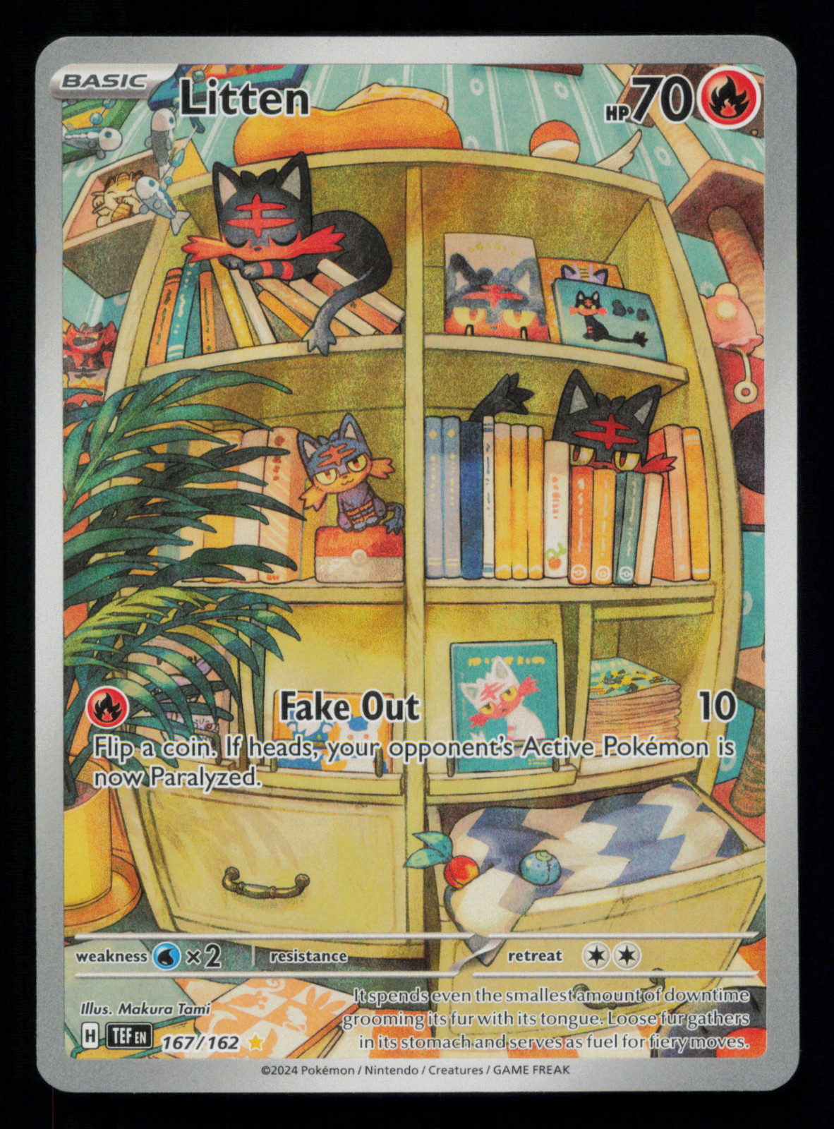 Pokémon TCG Litten Temporal Forces 167/162 Illustration Rare Card NM Near Mint