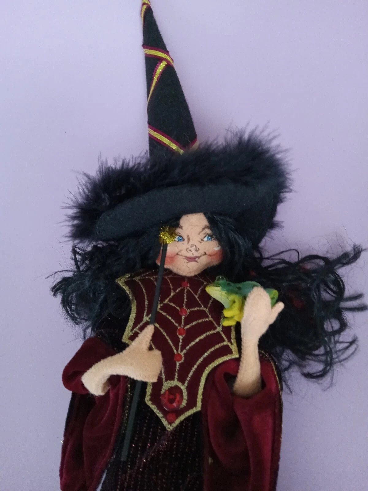 Annalee Pretty Witch with Frog and Magic Wand 19\ Annalee Pretty Witch with Frog and Magic Wand 19\