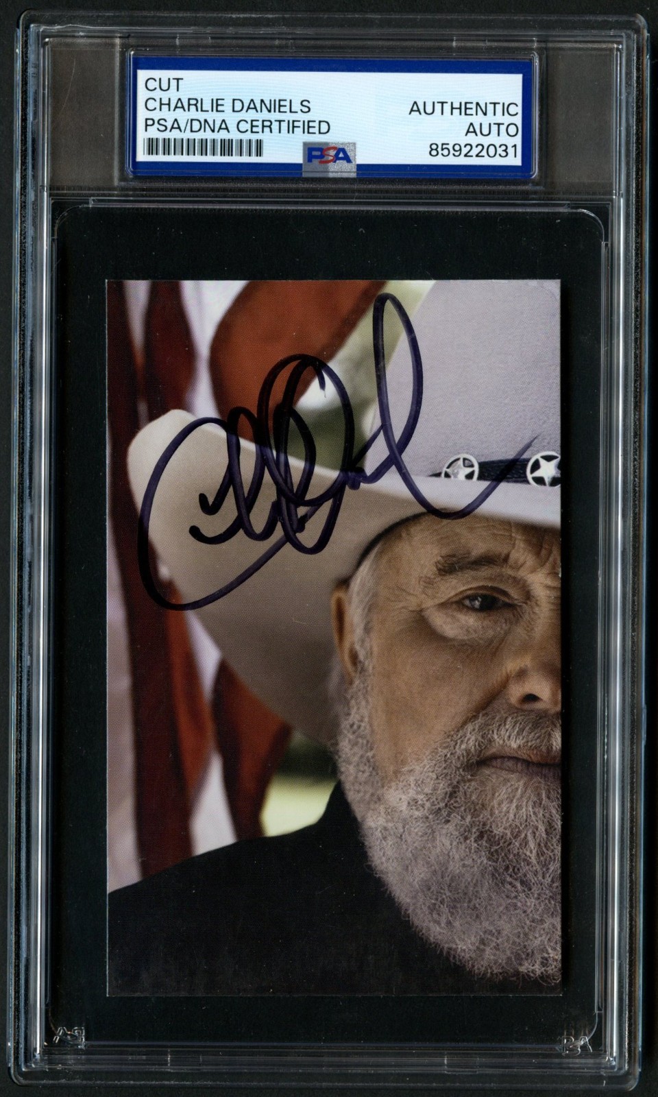 Charlie Daniels signed autograph 3x5 Singer Songwriter Cut PSA Slabbed