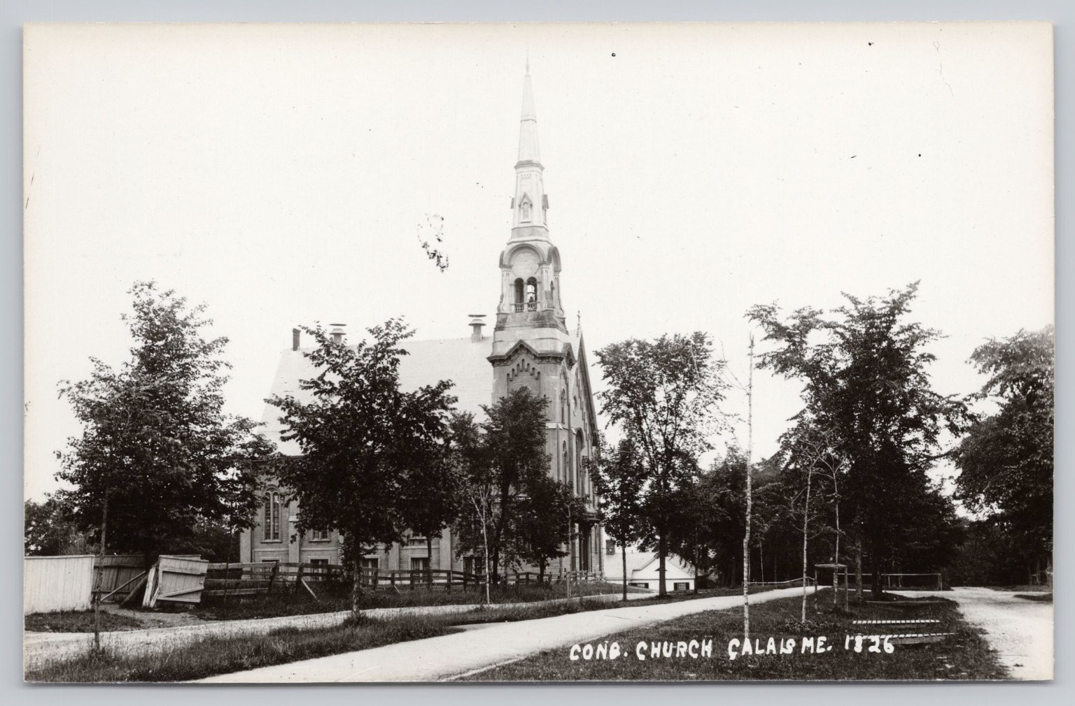 Calais Maine Congregational Church 1836 RPPC Eastern Illustrating Postcard