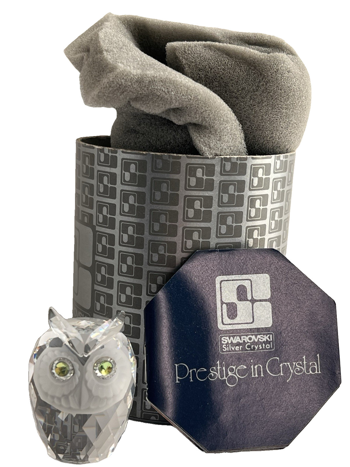  Vintage Swarovski Crystal Small Owl Figurine 7636 NR 046 Complete Box Booklet