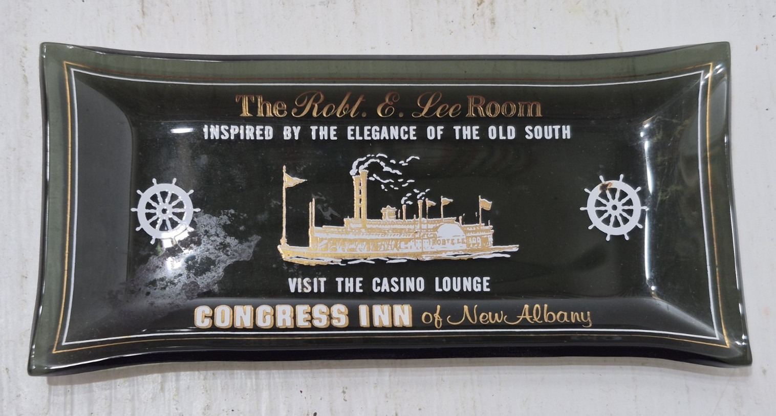 Vintage Congress Inn New Albany Casino Lounge Robert E Lee Room Glass Dish Tray