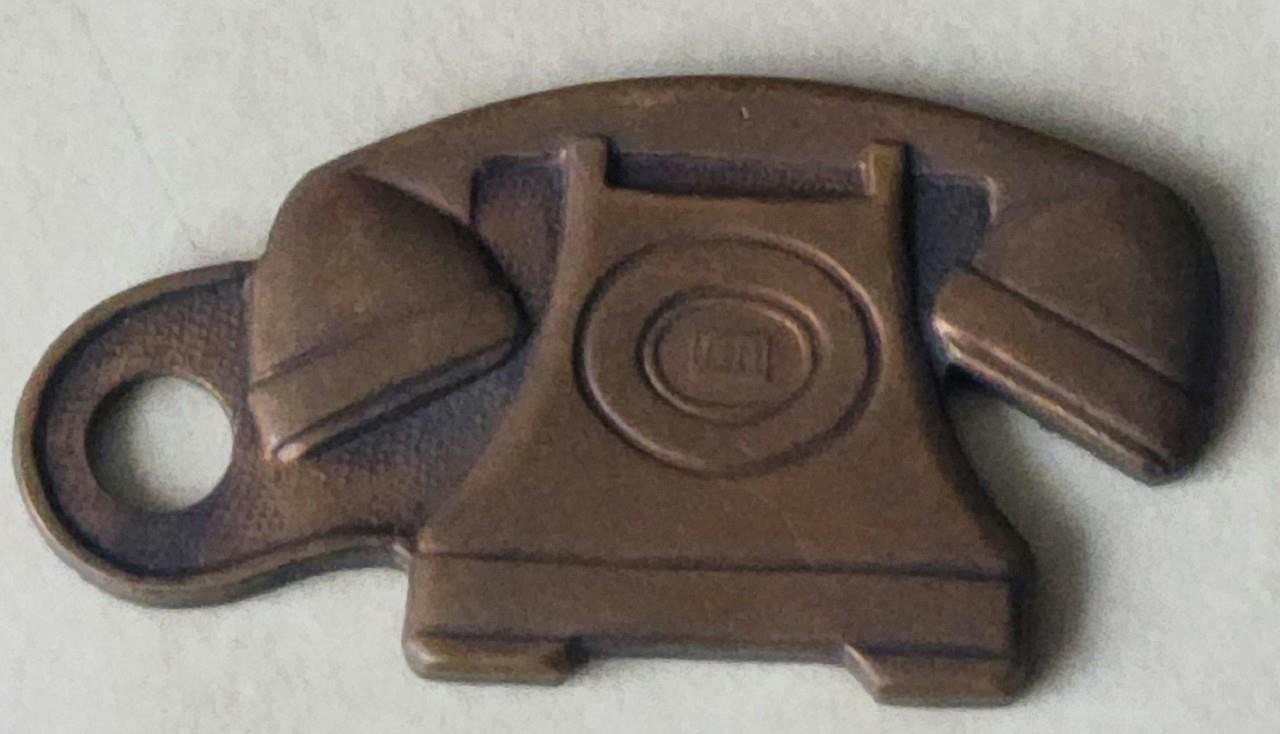 1940's VINTAGE SOUTHERN BELL TELEPHONE & TELEGRAPH CO EMPLOYEE BRASS KEY TAG FOB 1940's VINTAGE SOUTHERN BELL TELEPHONE & TELEGRAPH CO EMPLOYEE BRASS KEY TAG FOB