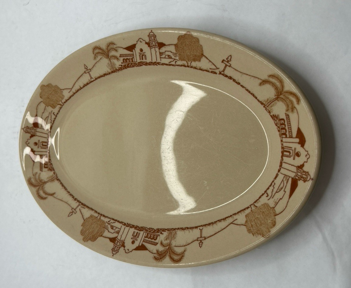 Vintage 1950 Wallace Los Angeles Mission USA 11x7.5” Plate Restaurant Ware Rare