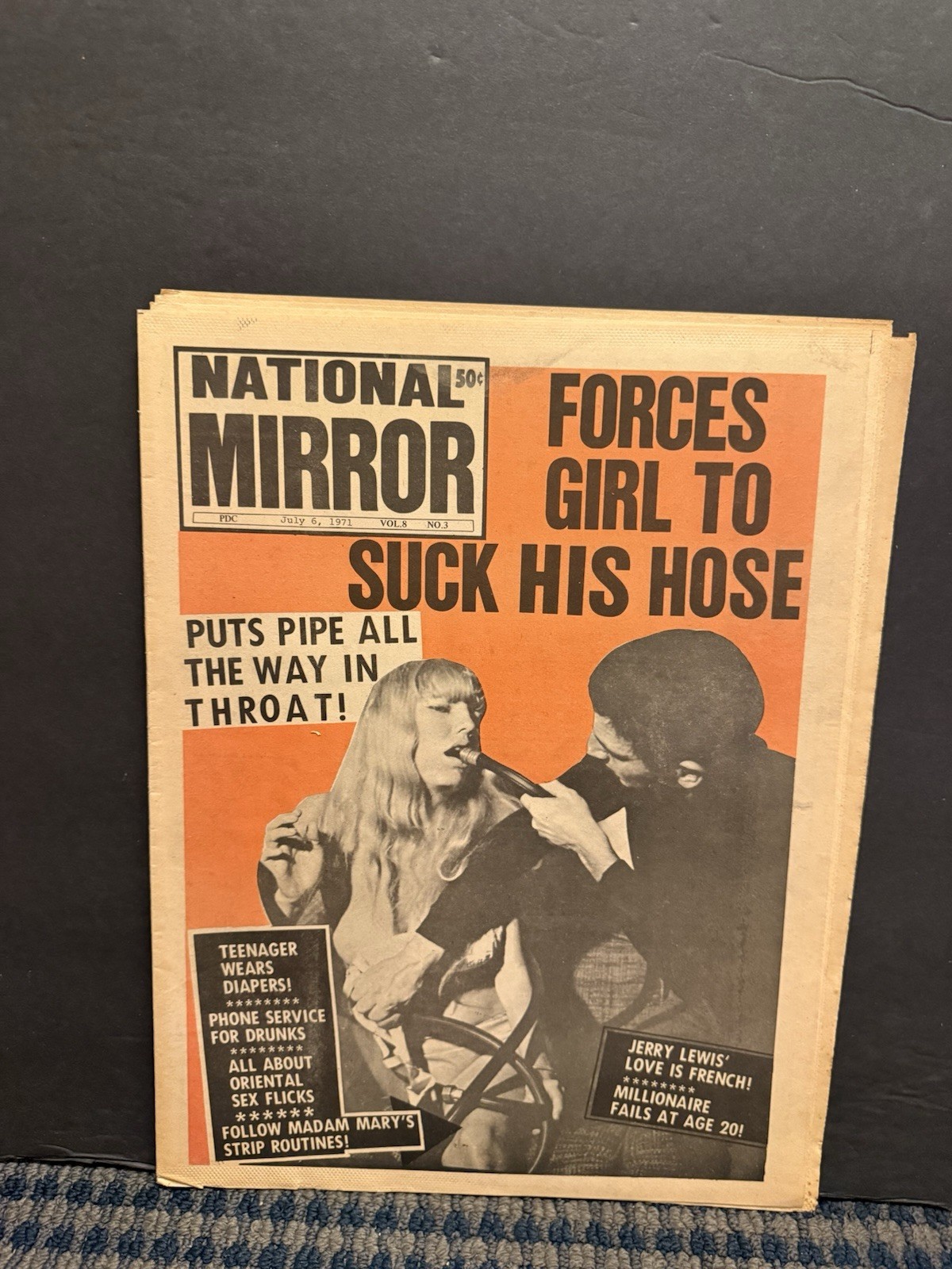 1971 National Mirror Newspaper, Man Forces Girl to Suck Rubber Hose (10W)