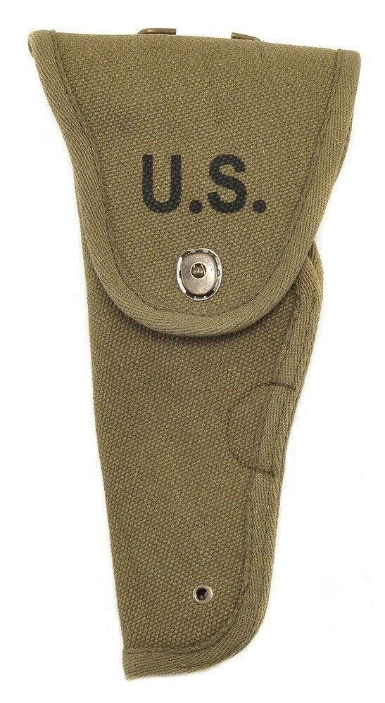 US WW2 M1916 Colt 1911 Holster OD Cotton Webbing Experimental M1 Holster Lefty