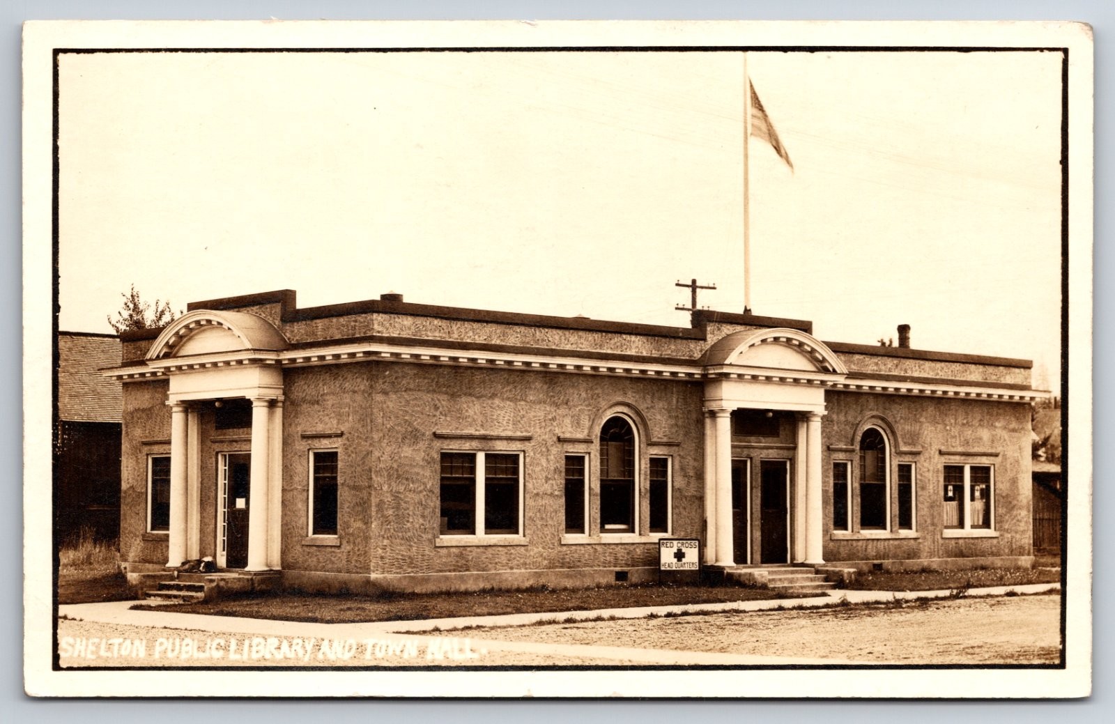 Shelton Washington Public Library Town Hall Red Cross HQ Real Photo RPPC