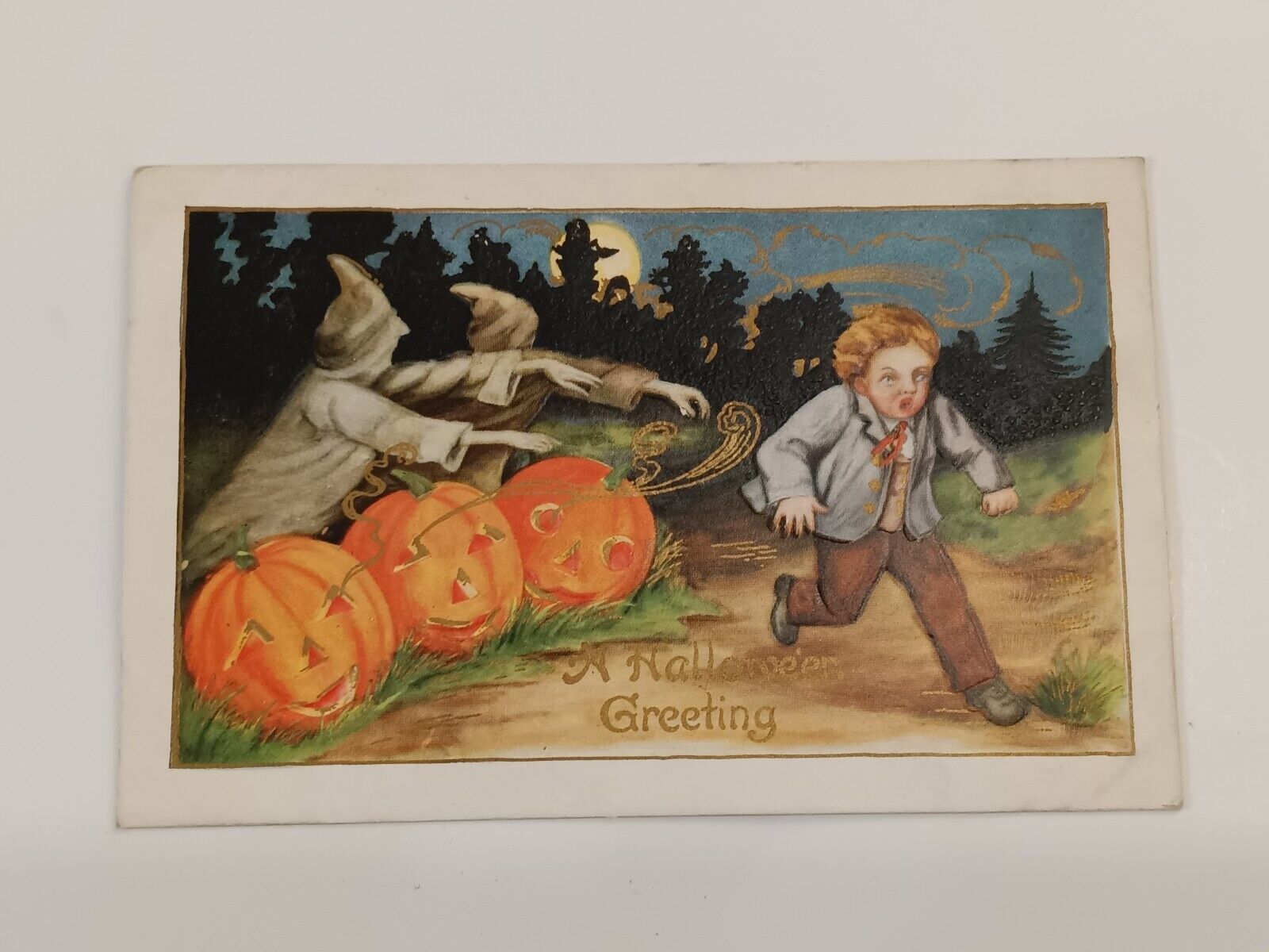 antique halloween greeting  embossed postcard