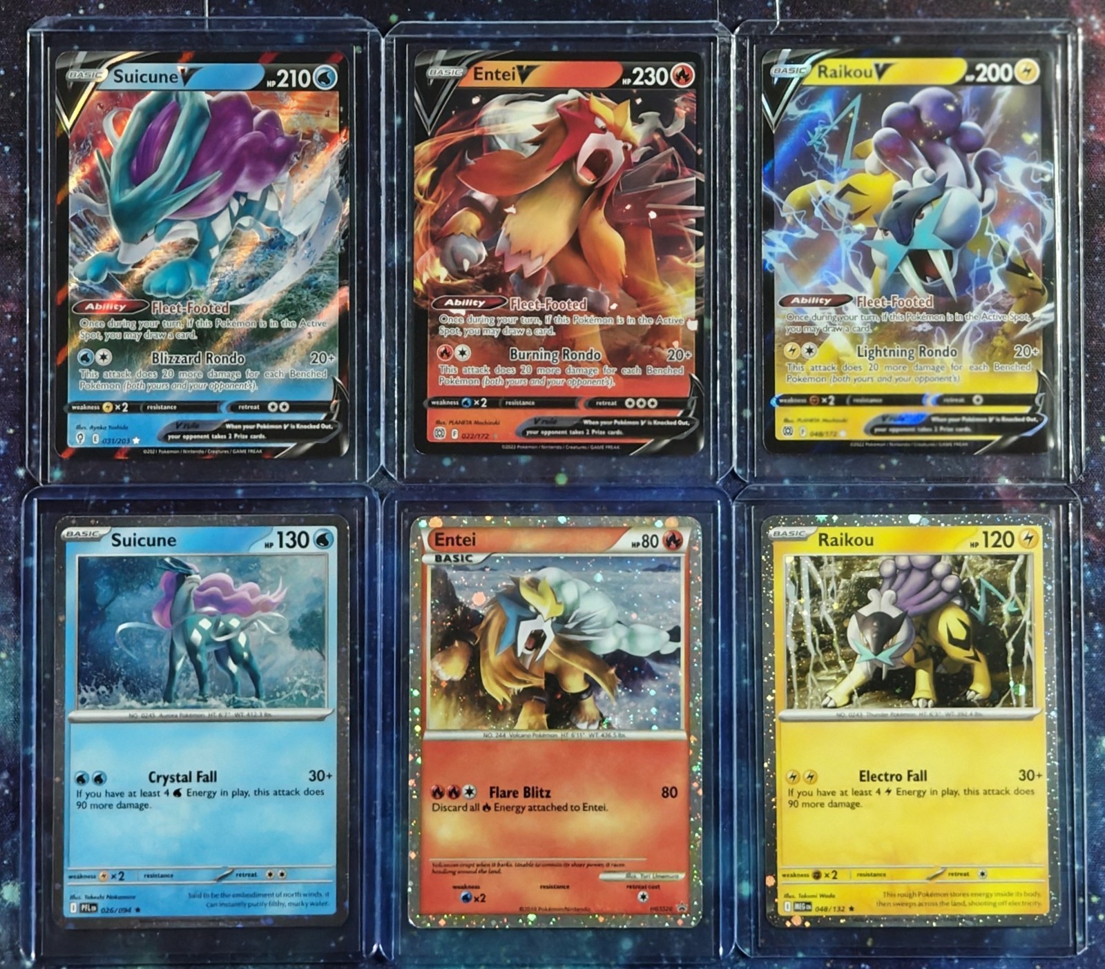 Pokemon HGSS Promo ENTEI, Cosmos Holos Set & RAIKOU/ENTEI/SUICUNE V (6) Card Set