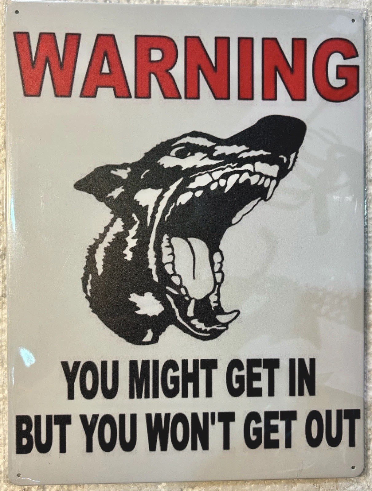 FREE SHIPPING BUY or make OFFER B4 it’s SOLD Warning Dog 12x16 TIN SIGN #70
