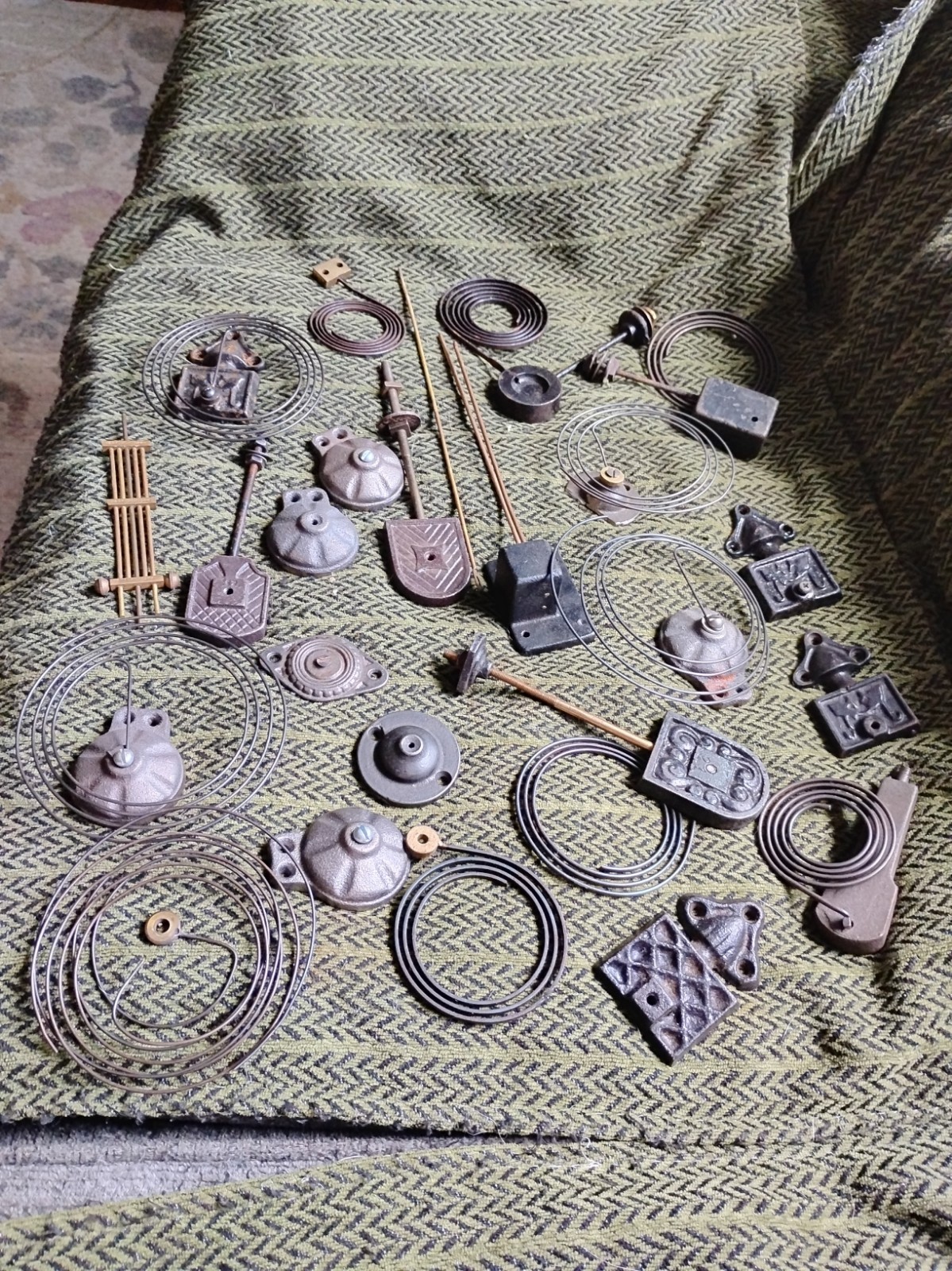 Huge Lot Of Antique Clock Parts-Gongs, Assemblies Etc