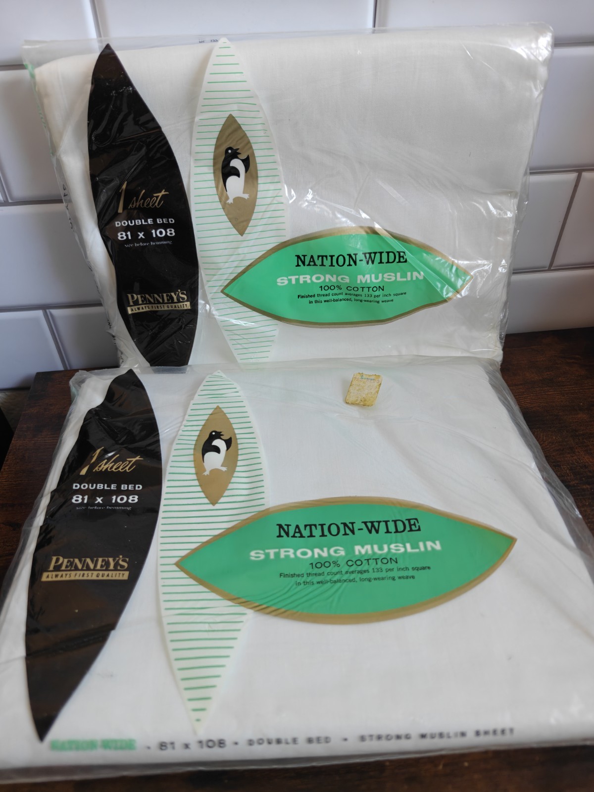 Vintage Penney's Nation-Wide Muslin Flat Sheets Double 81x108 100% Cotton NOS...