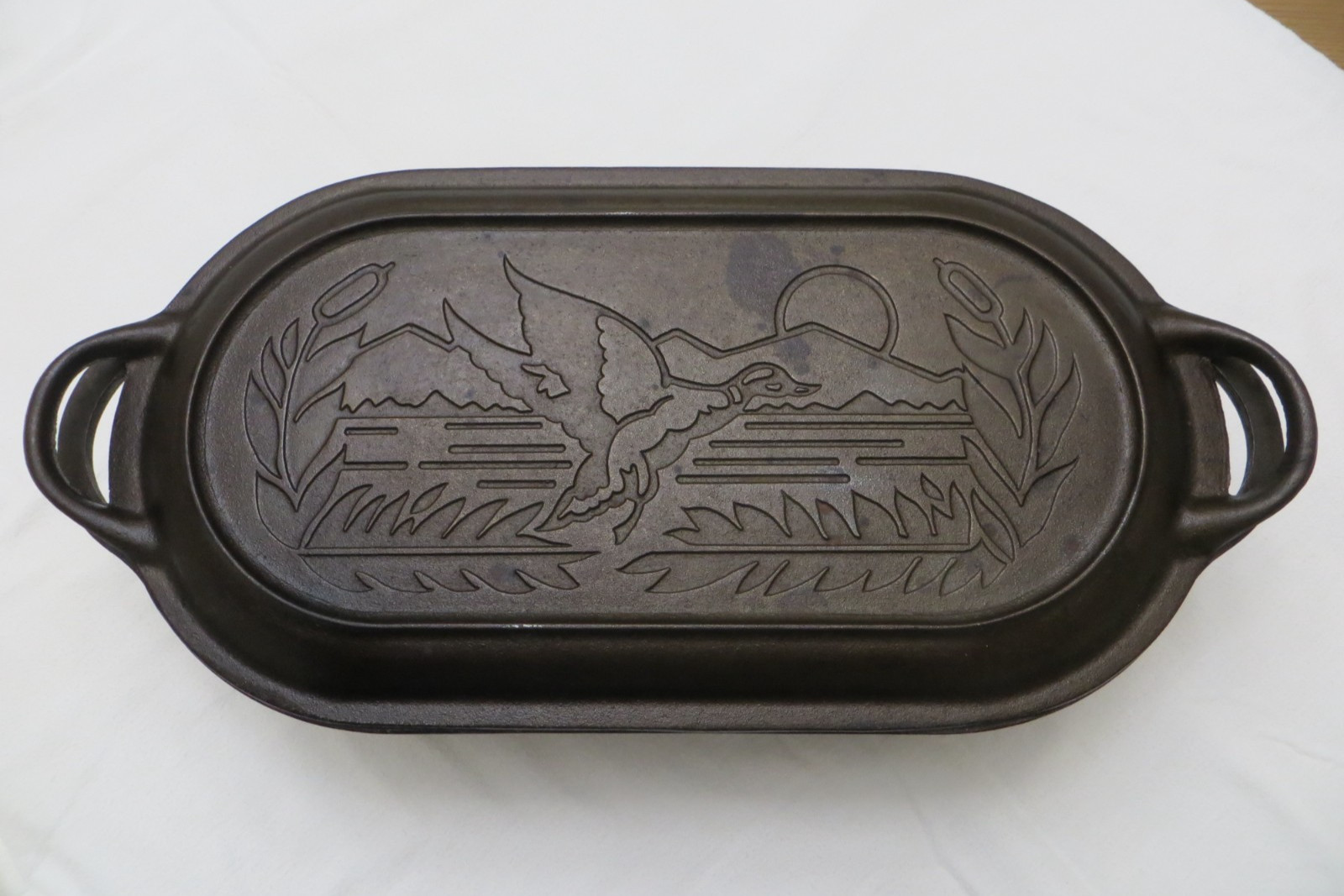 Rare 90s Lodge Wildlife Series 10 Qt Cast Iron Deep Fish Fryer-Mallard Duck Lid