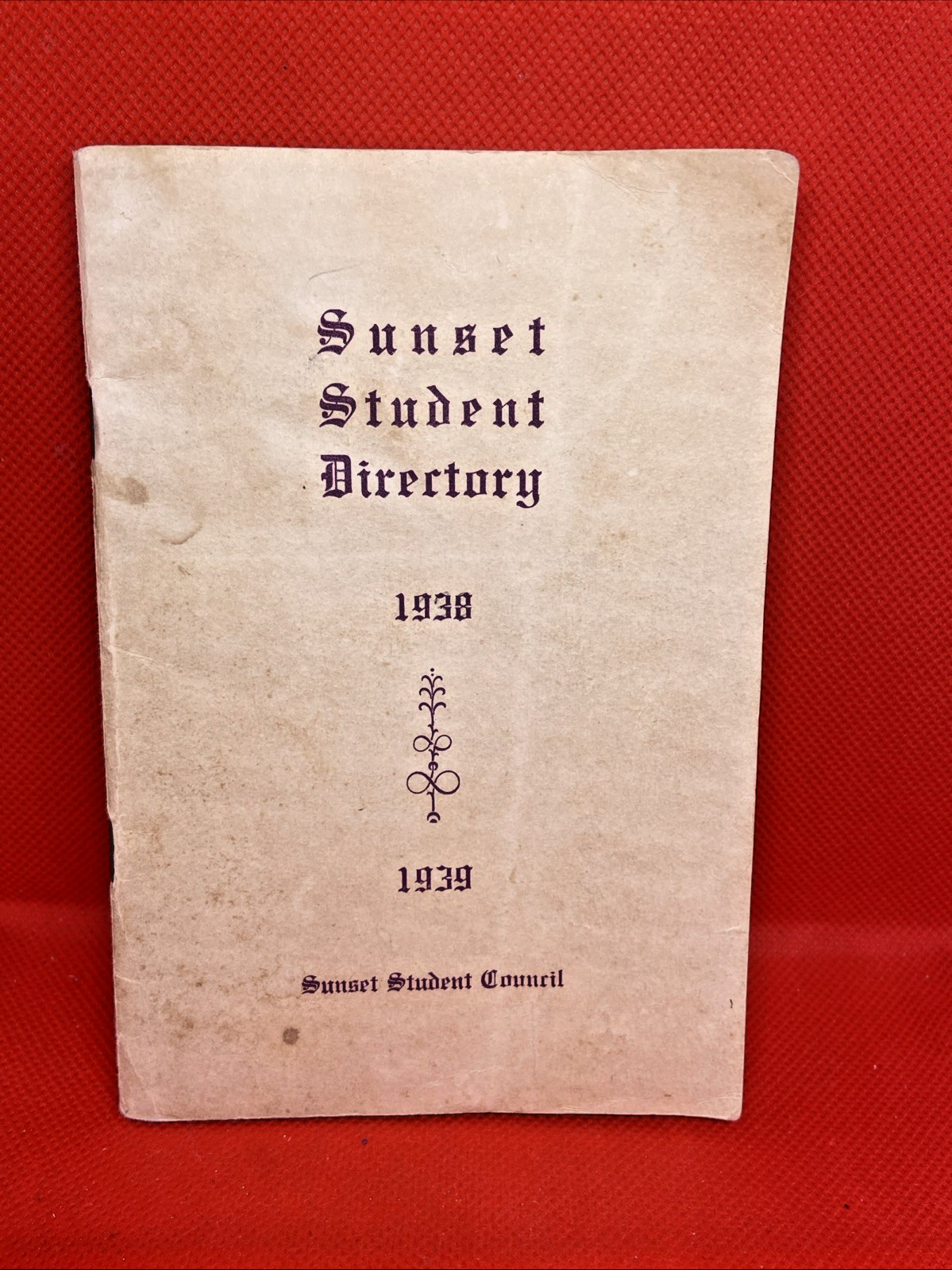 Vintage 1938-1939 Sunset High School Dallas TX Student Directory Booklet