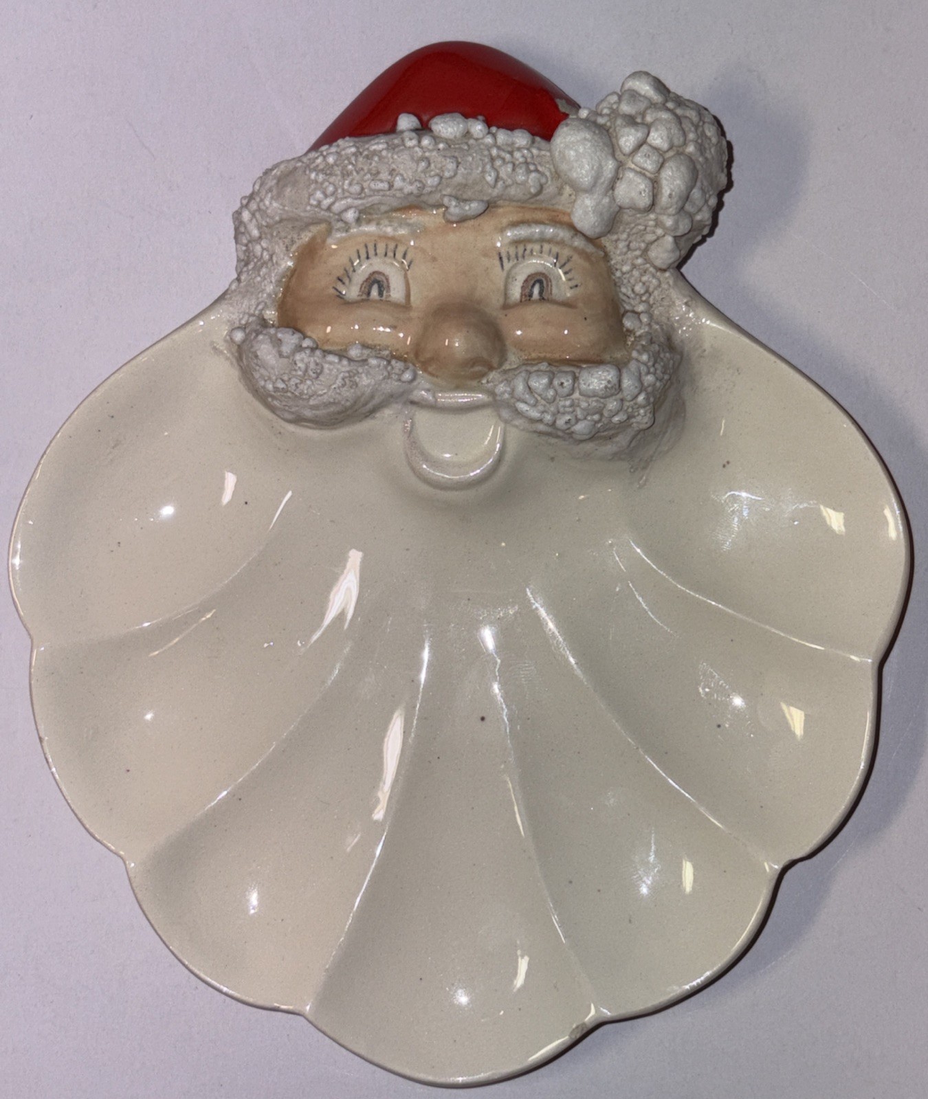 3-D Santa Claus Head Candy Dish, Vintage MCM Mid Century Christmas 7.25”x6.25”