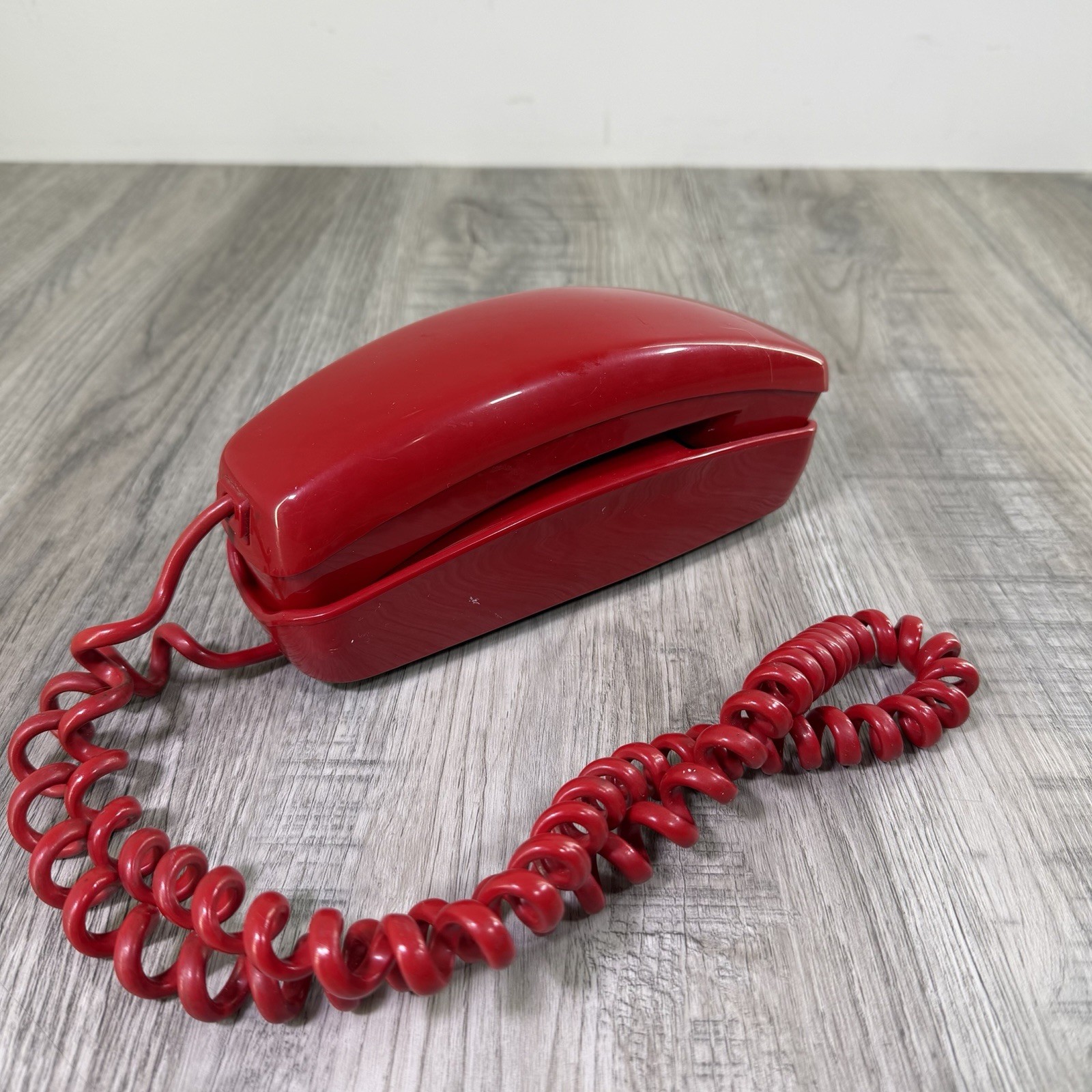 Vintage Red ITT Phone Rotary Dial Telephone MCM Stromberg Carlson Slenderet