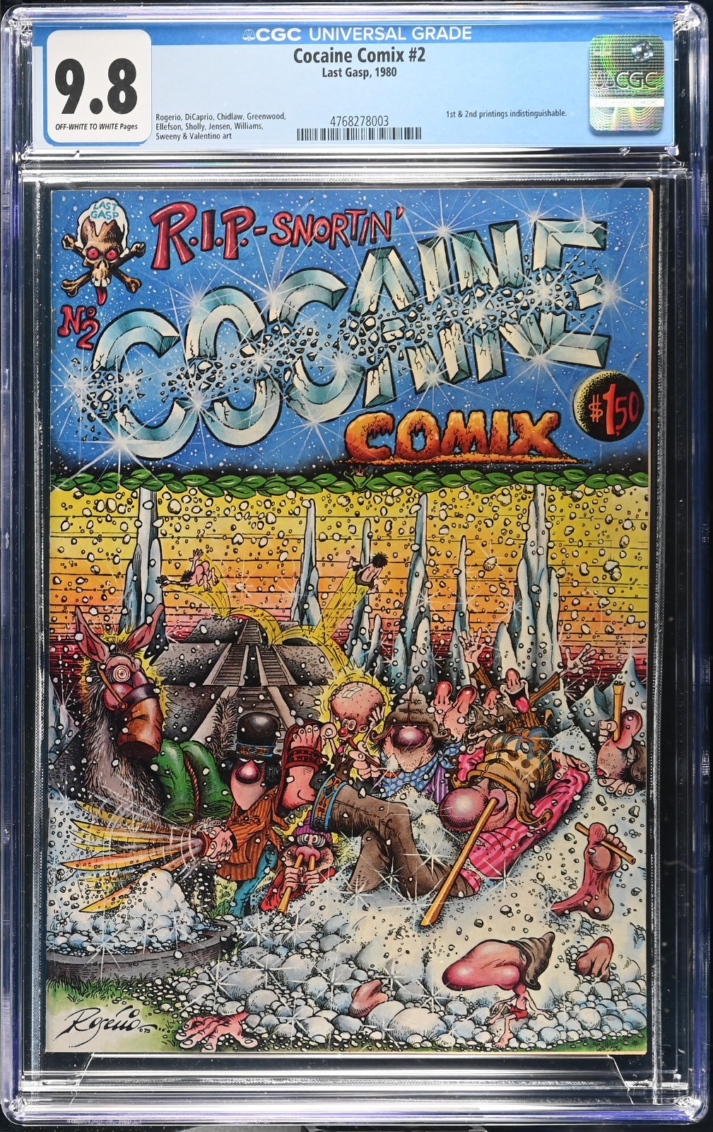 Cocaine Comix #2 - CGC 9.8 OW/WP - NM/MT - Top of Census - George DiCaprio
