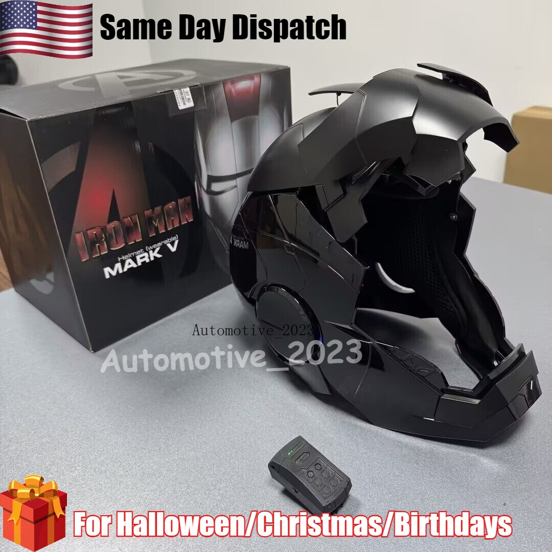 Iron Man Black MK5 Helmet 1:1 Jarvis Electronic Voice Activated Cosplay Mask