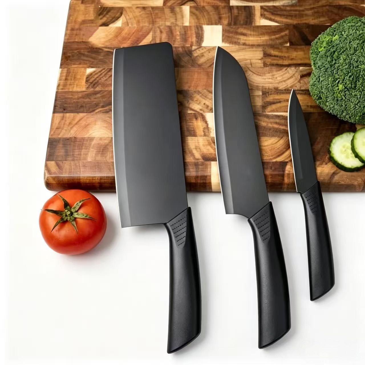 3Pcs Professional Kitchen Knife Set Stainless Steel Chef Slicer Utility Knives