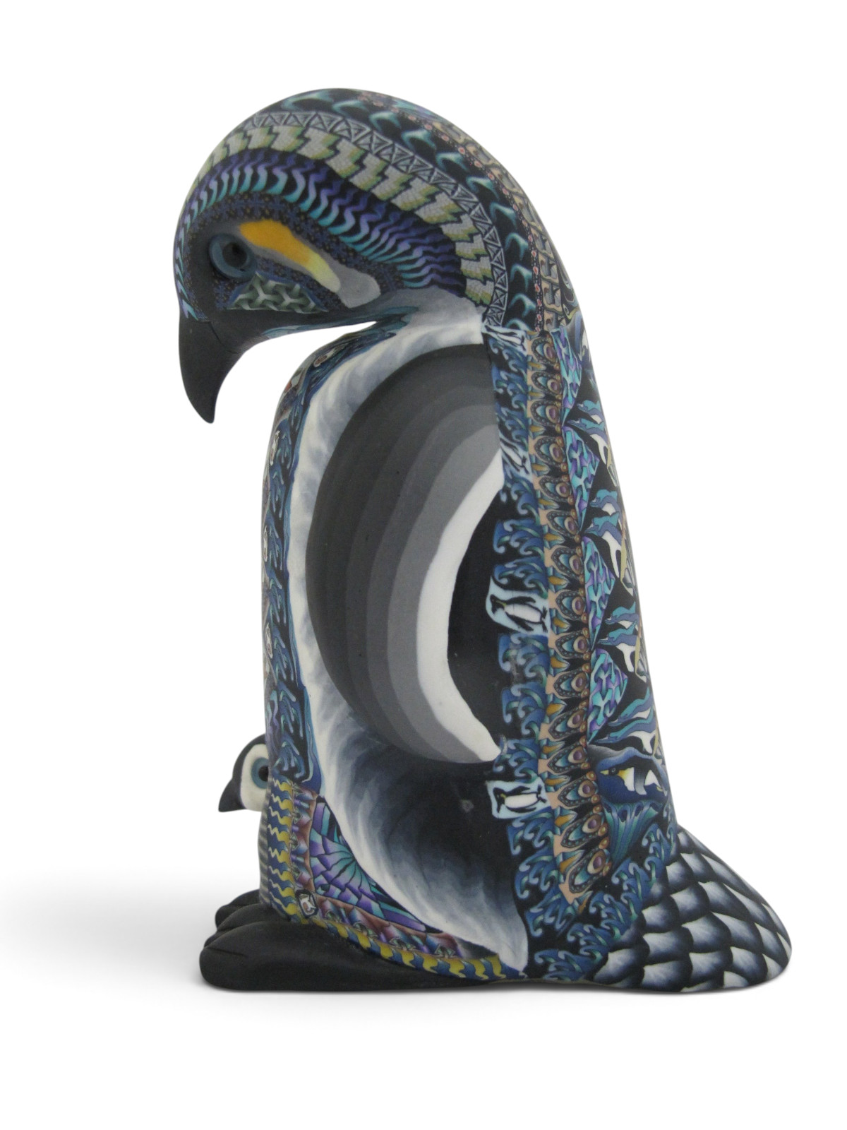 Jon Stuart ANDERSON Polymer Millefiori Clay Mother PENGUIN Baby CHICK Sculpture