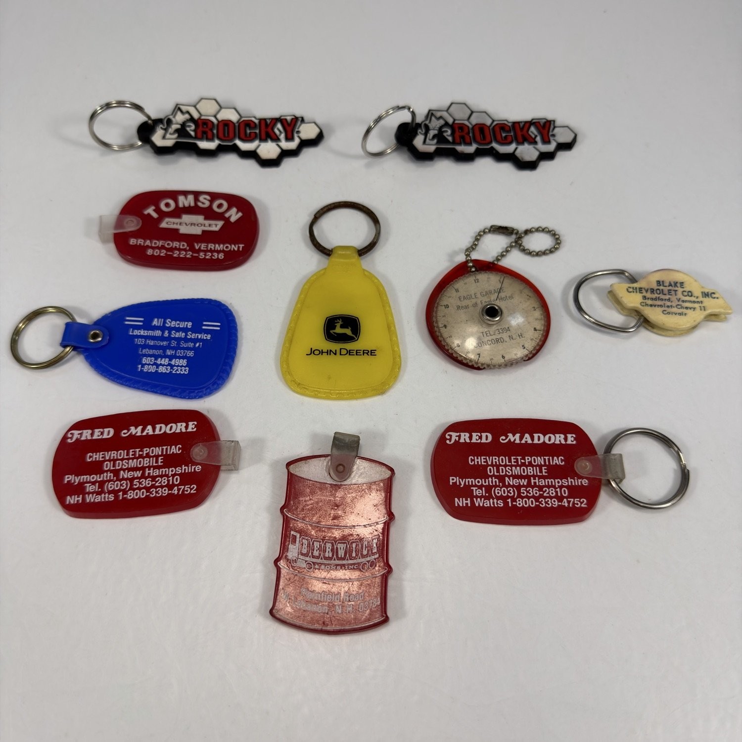 Vtg Automotive Advertising Keychain Lot Gas & Oil John Deere Fob 1960s-1990s