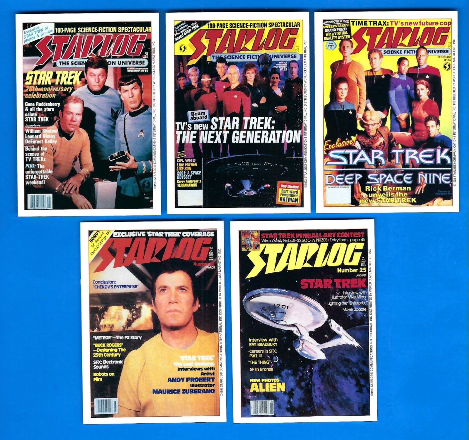 VINTAGE STAR TREK STARLOG COVER CARDS 1993 ALL 5 CARDS