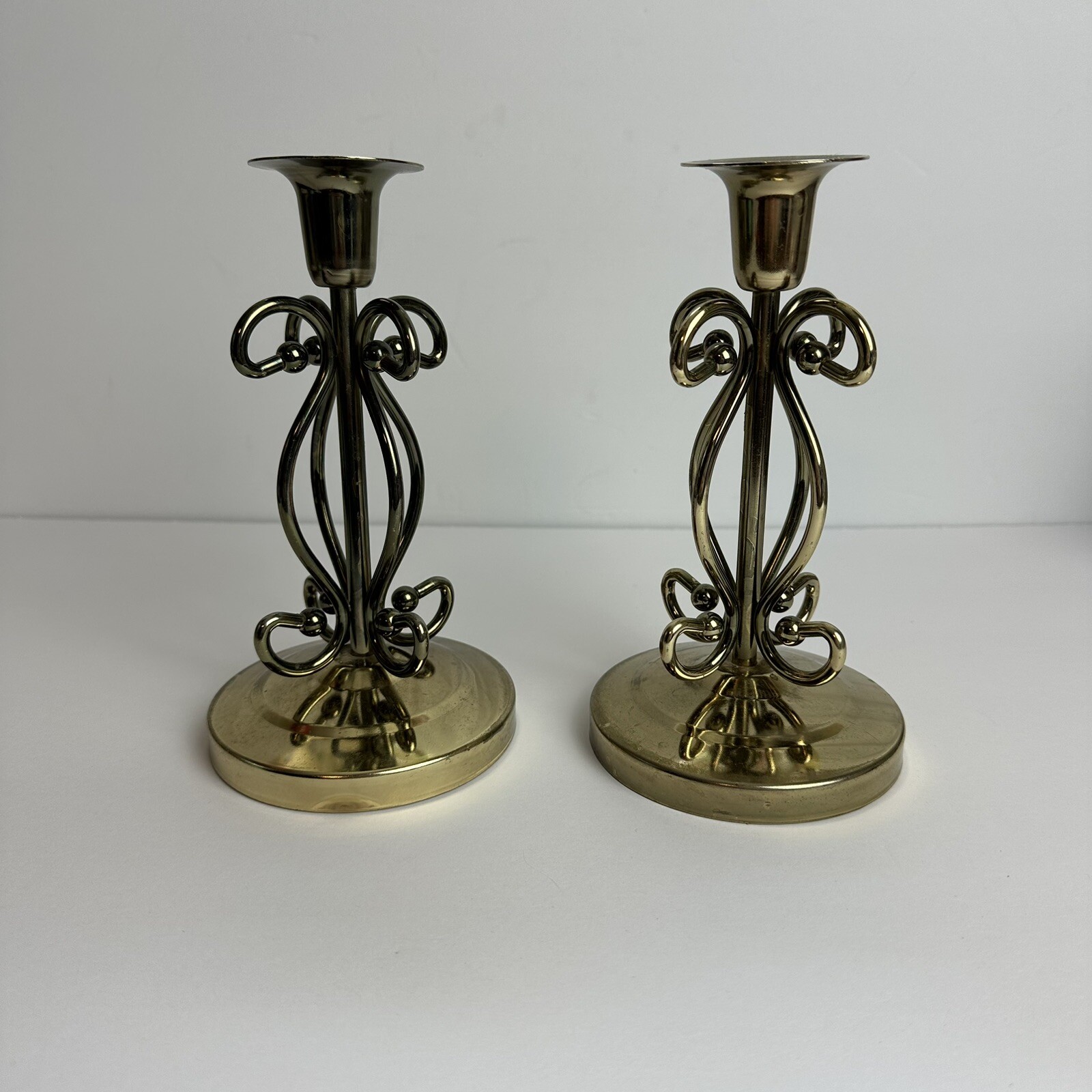 Vintage Brass Candle Holder Pair Set of 2 Boho Bohemian 80s 90s Vintage Brass Candle Holder Pair Set of 2 Boho Bohemian 80s 90s