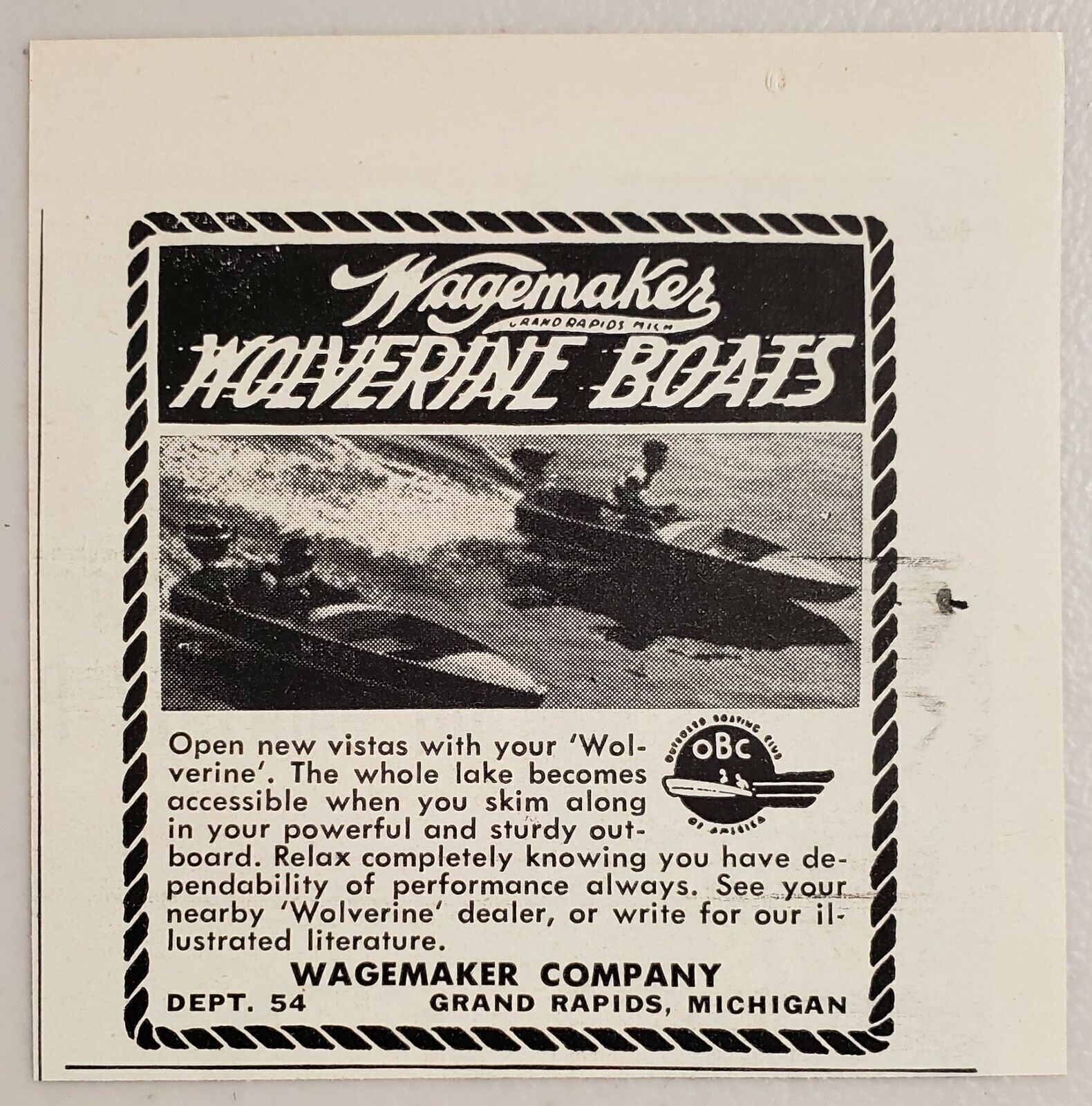 1952 Print Ad Wagemaker Wolverine Boats 2 Shown Grand Rapids,MI