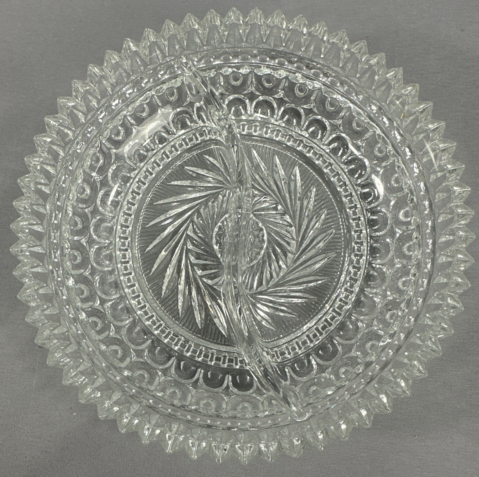 Vintage Fostoria Hostess Divided Round Clear Crystal Dish