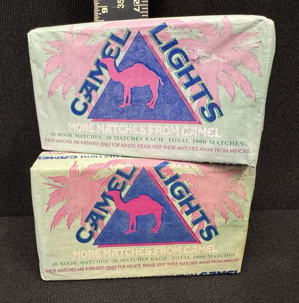 2 Packs Camel Lights Case Of Matchbooks Vintage 1992 50 Book Matches Each