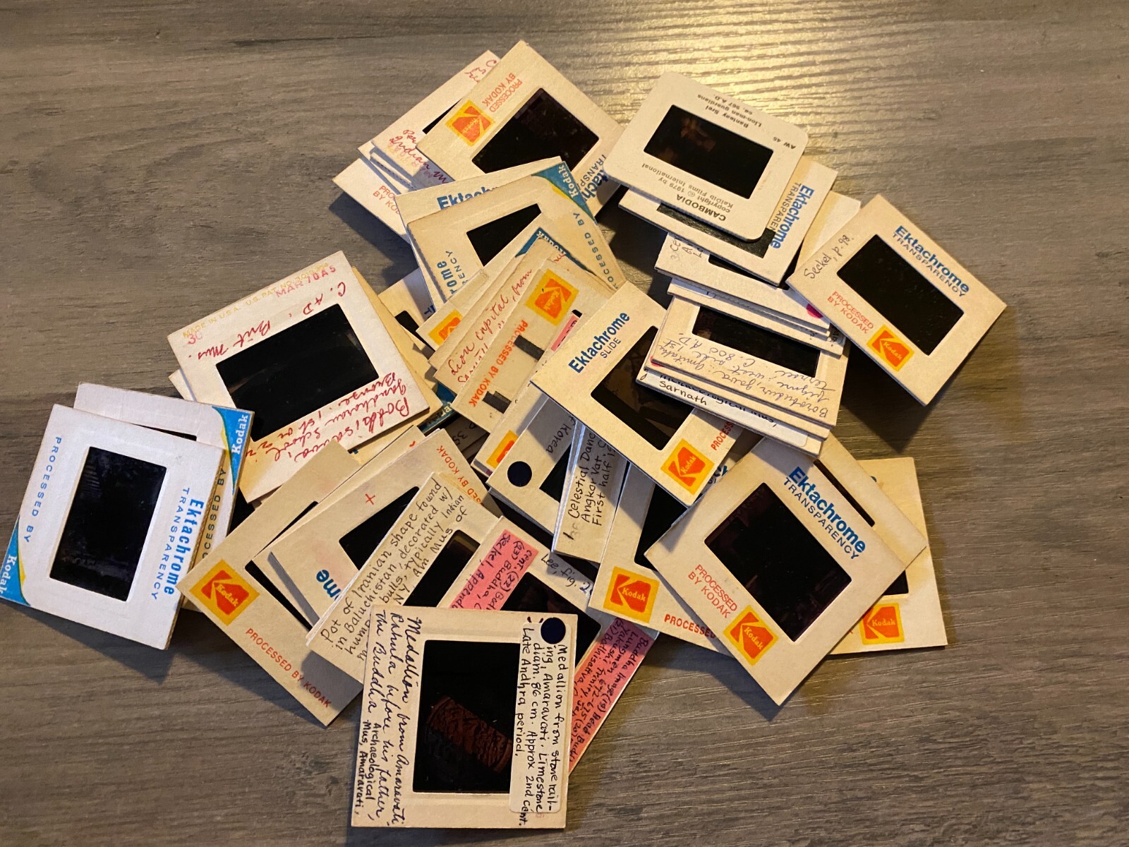 Lot of Vintage Kodak Slides Notated Archeological Artifacts History