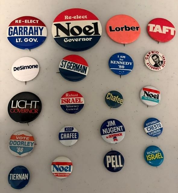 Lot of 20 Vintage Rhode Island Political Campaign Buttons/Pins Pell, Caprio etc
