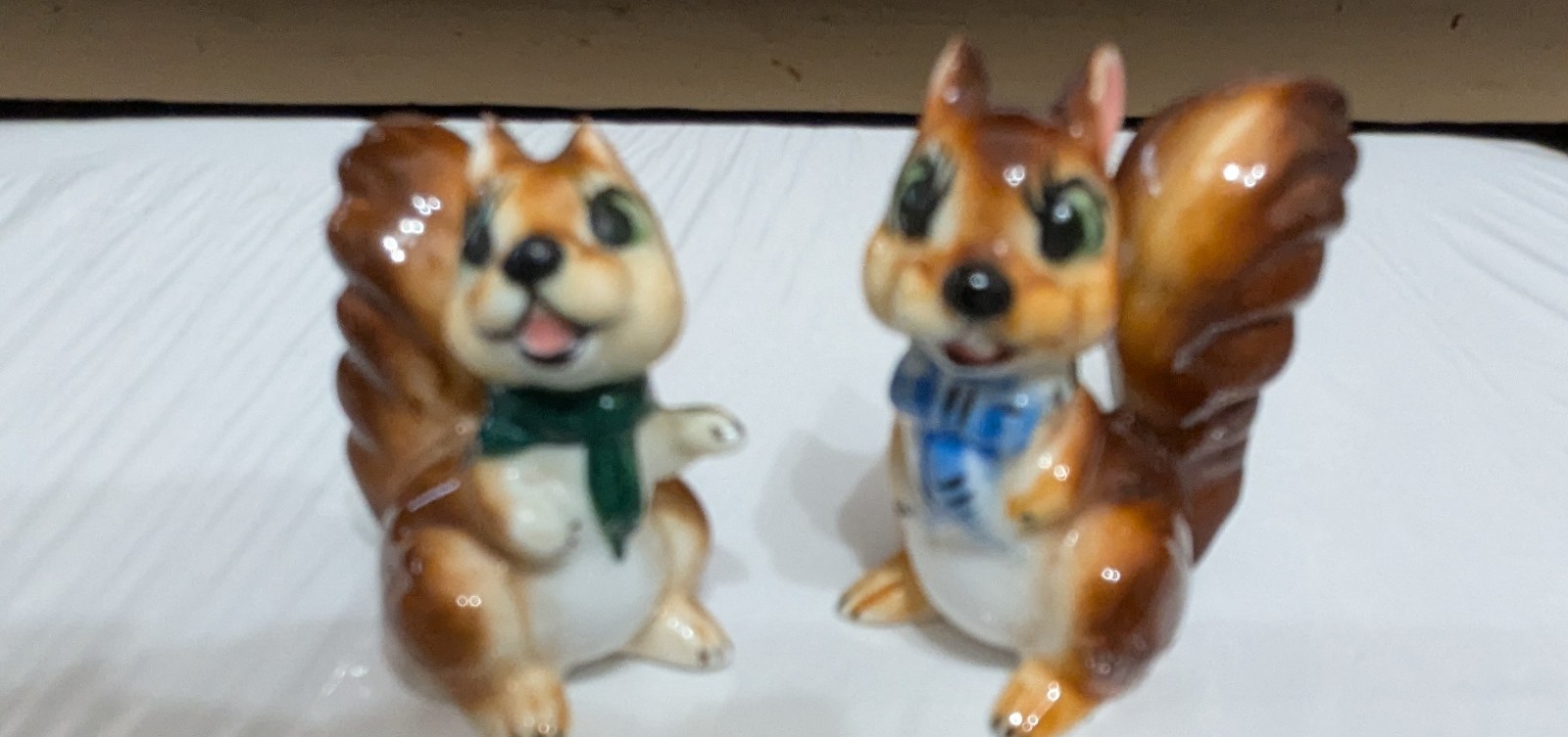 Vtg Miniature Squirrel Chipmunk Pair Anthropomorphic Big Eyes Comical Figurines