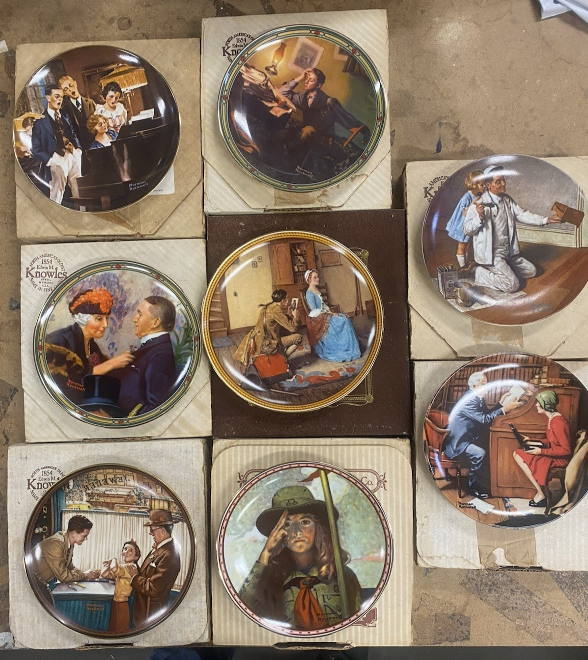 Norman Rockwell  Collectors Plates  Set of 8 Original Boxes Knowles Fine China