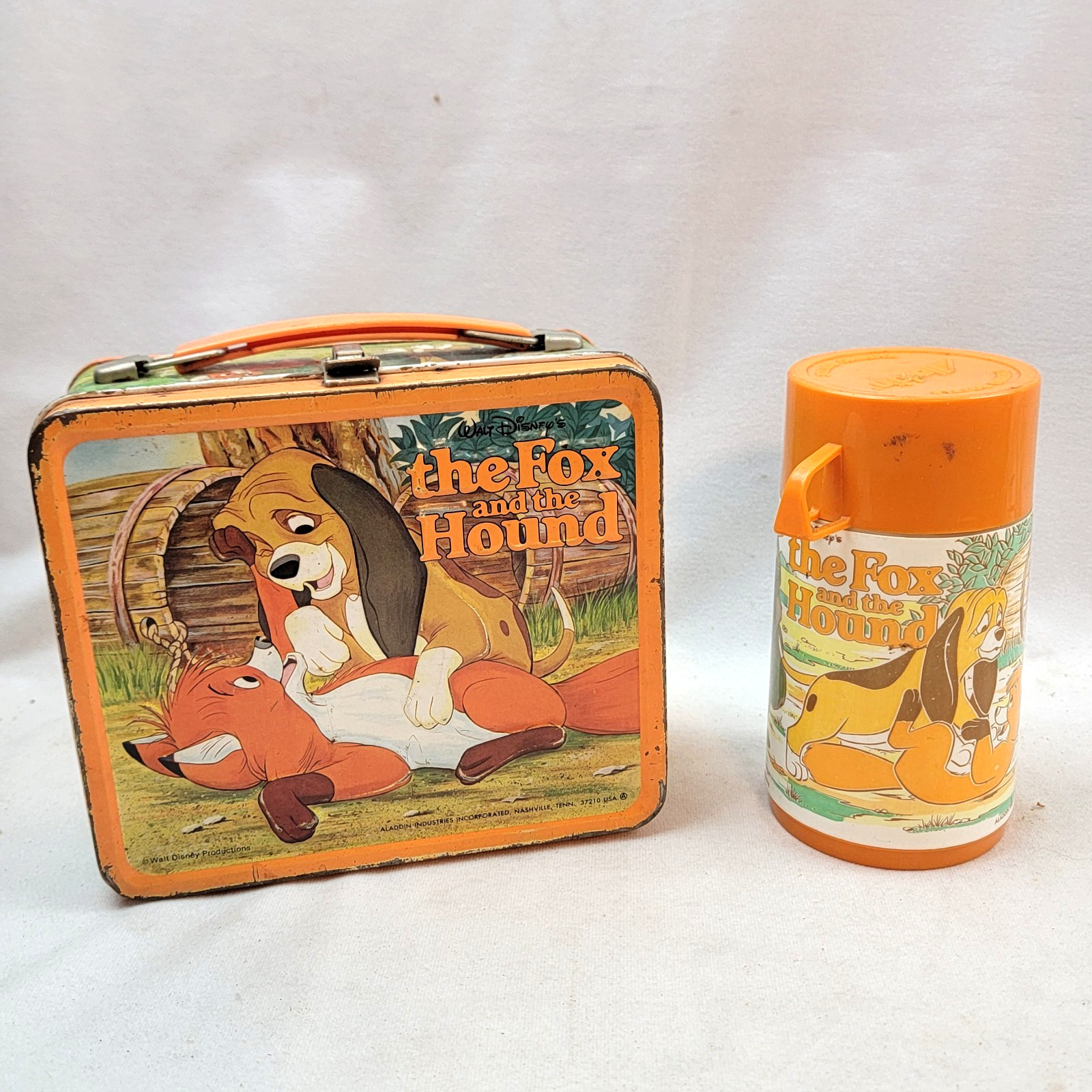 Vintage 1981 Disney The Fox & the Hound Metal Lunchbox & Thermos by Aladdin