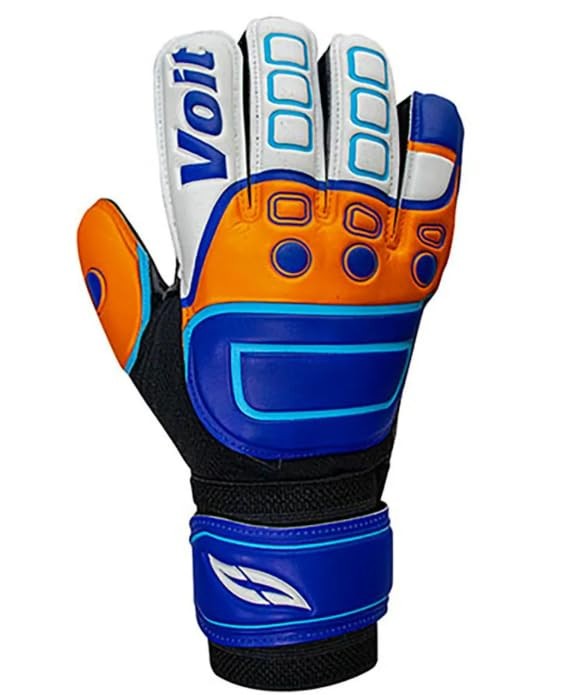 Voit Performance Soccer Goalkeeper Gloves Orange Blue Black Finger Support Latex