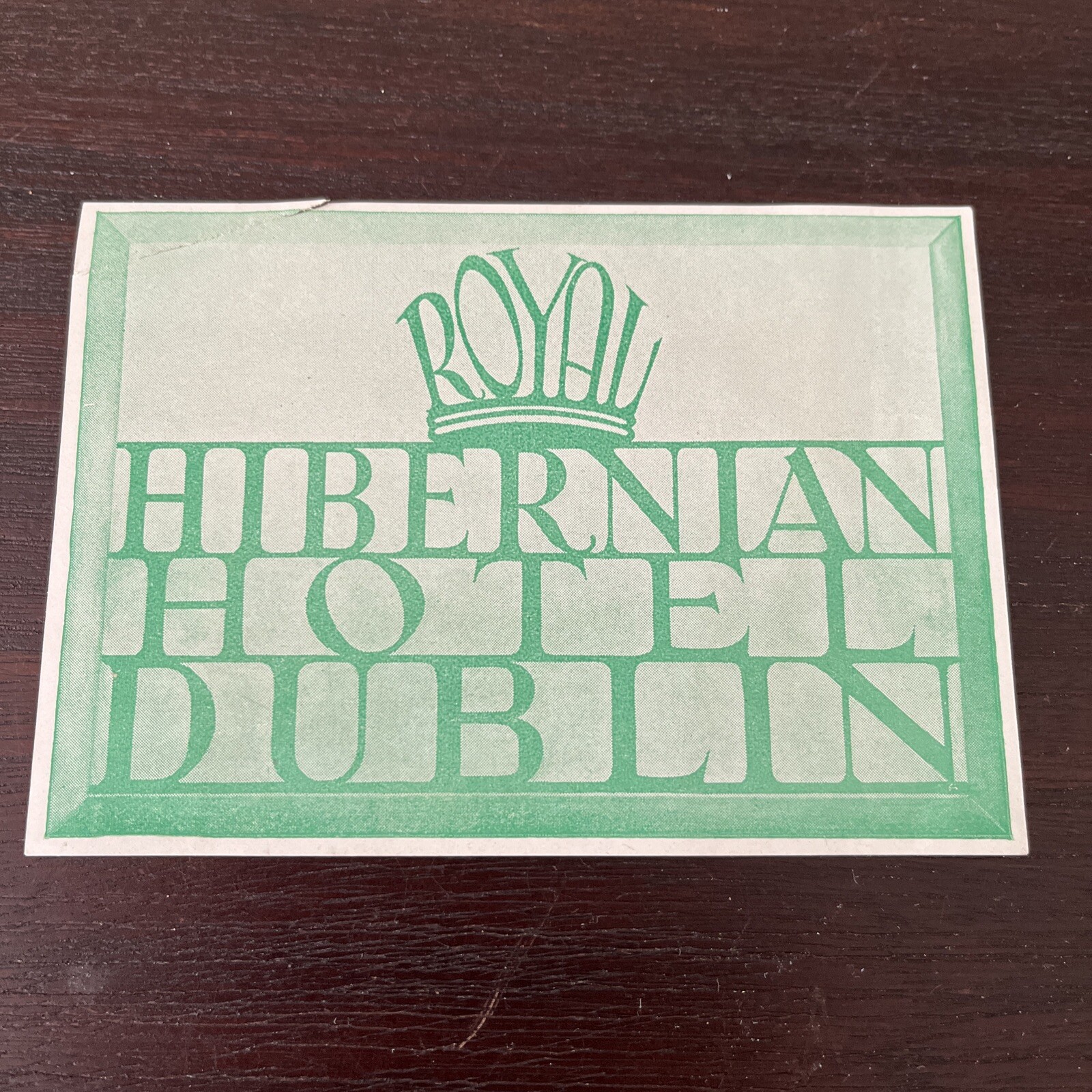 Vtg Antique 1930s Royal Hibernian Hotel Dublin Ireland Luggage Baggage LABEL