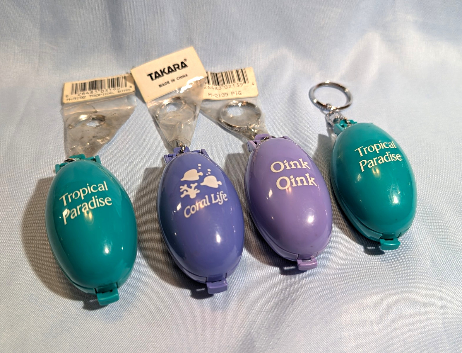 Takara Vintage 1993 Tropical Oink Oink Coastal Keychains Lot of 4. Not Working