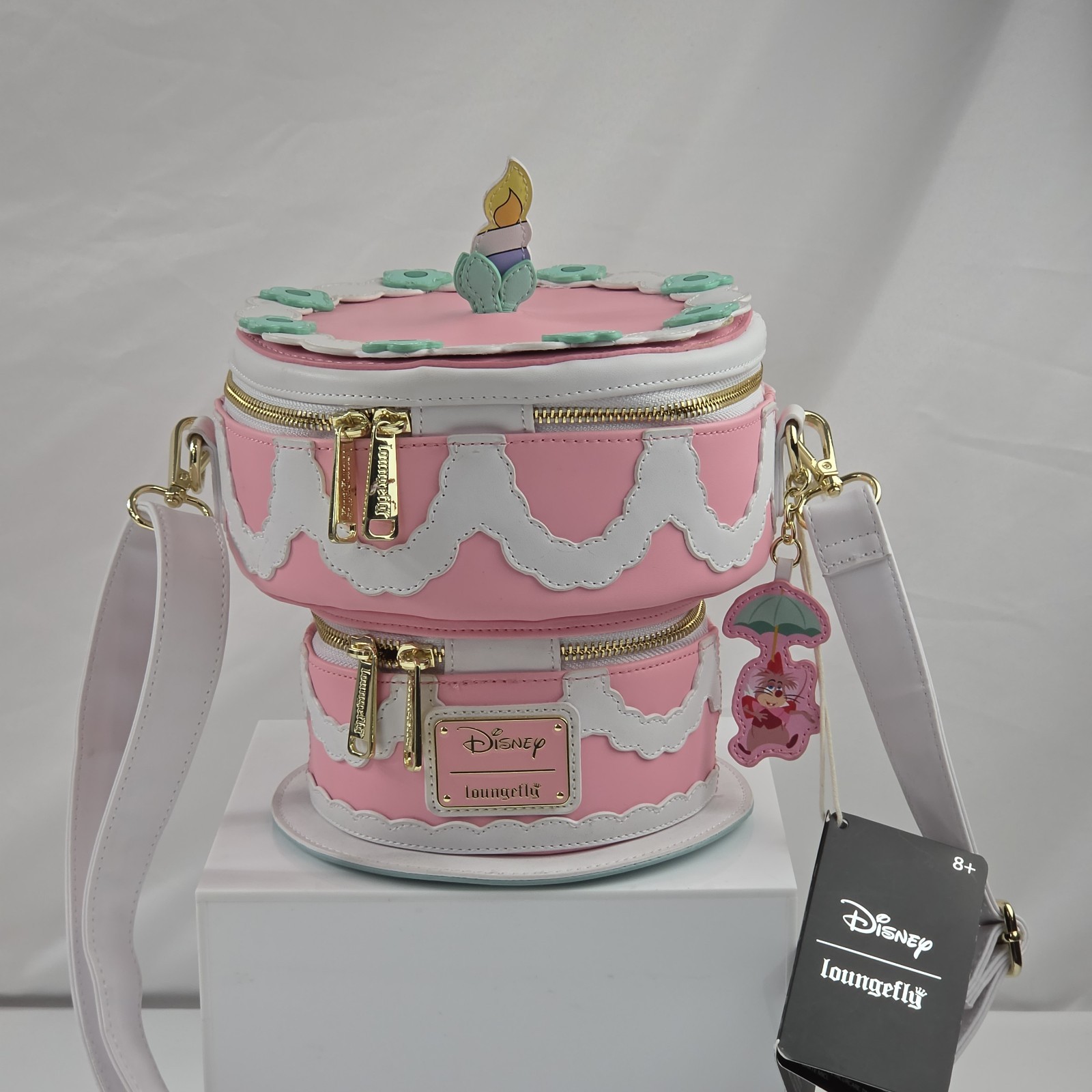 Loungefly Disney Alice in Wonderland Unbirthday Cake GITD Figural Crossbody NWT