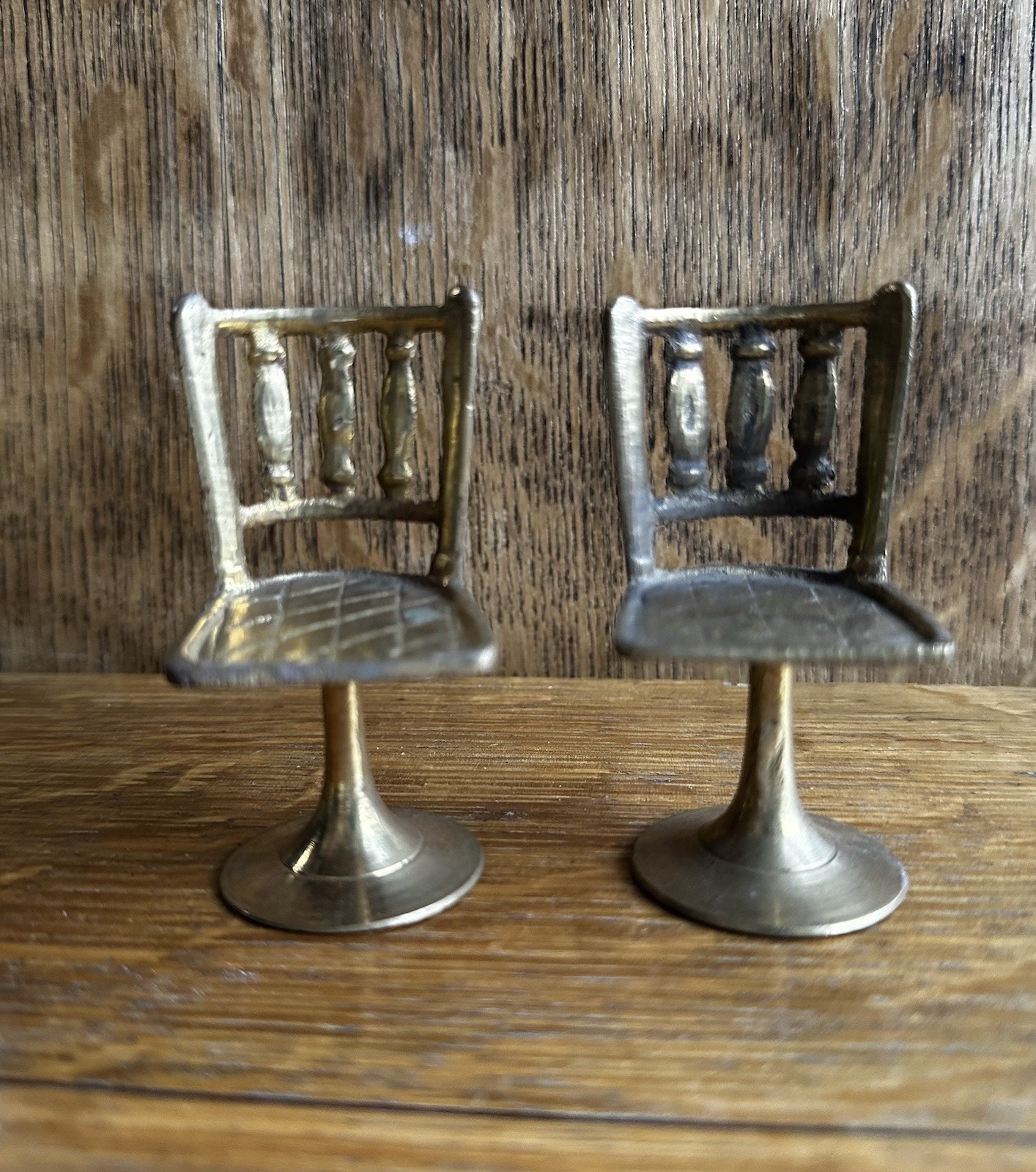 Vintage NOS Pair Miniature Solid Brass Dollhouse Chair / Ornate Decoration Vintage NOS Pair Miniature Solid Brass Dollhouse Chair / Ornate Decoration